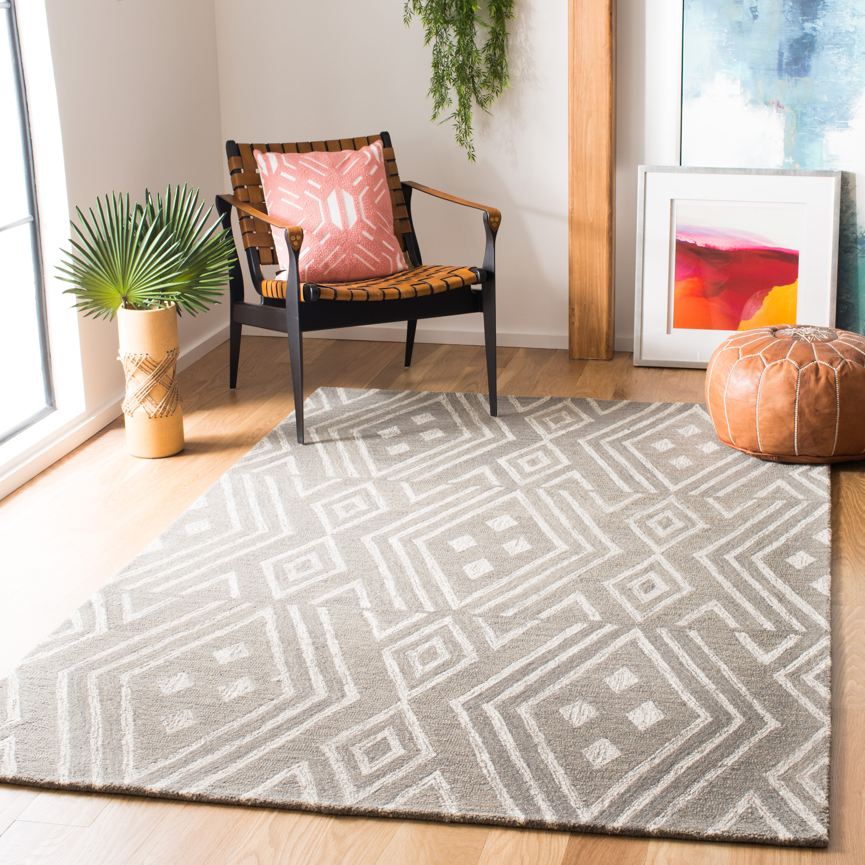  Micro-Loop 609 Gray/Ivory Bohemian 5ft x 8ft Medium Rectangle Rug