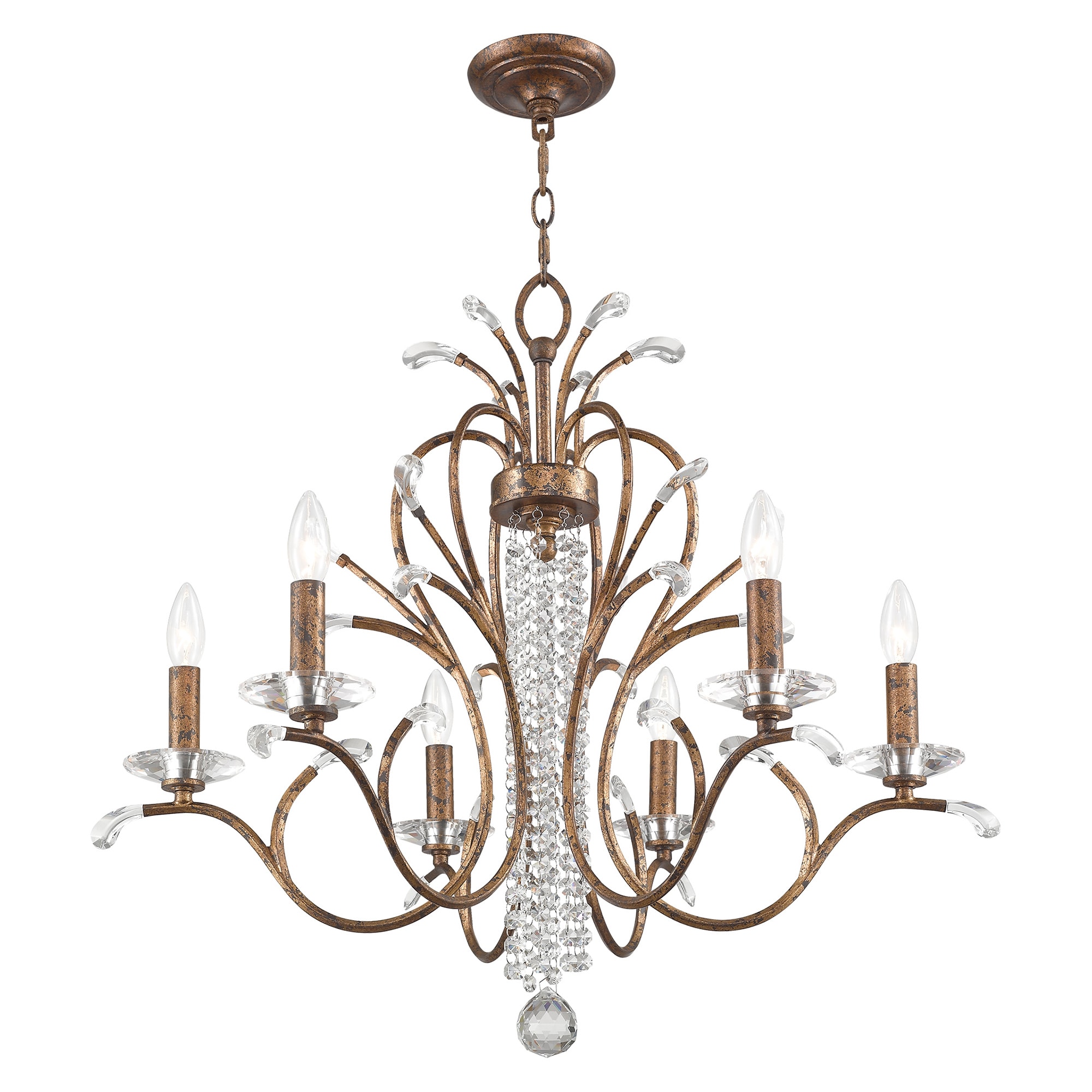 Brushed Nickel and Crystal 8-Light Candelabra Chandelier