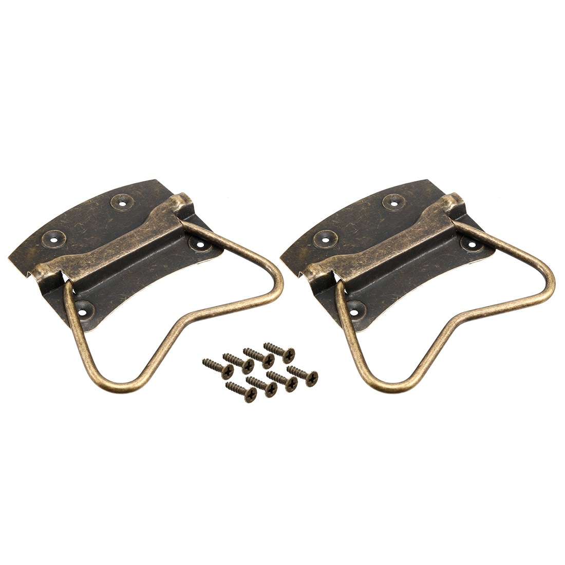 Unique Bargains - 87mmx67mm Iron Spray-Paint Drawer Box Chest Ring Pull Handle Bronze Tone 2pcs