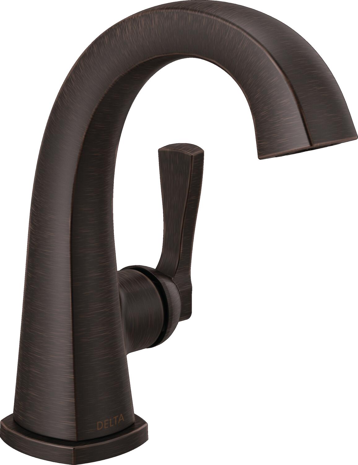 Delta 577-RBMPU-DST Stryke Venetian Bronze Single hole 1-handle WaterSense Mid-arc Residential Handle Bathroom Sink Faucet with Drain with Deck Plate