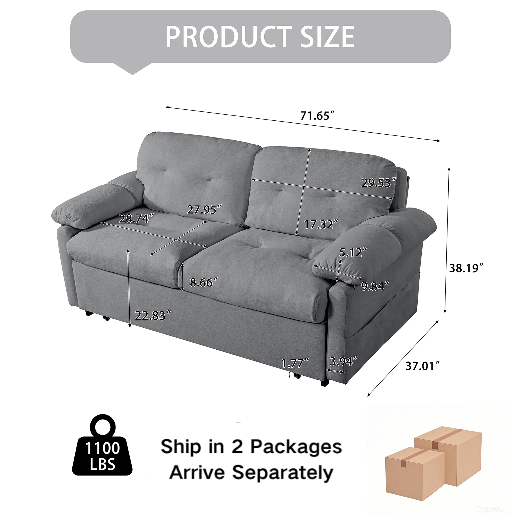SINOFURN SYA010285GY Sofas-Loveseats - View #4