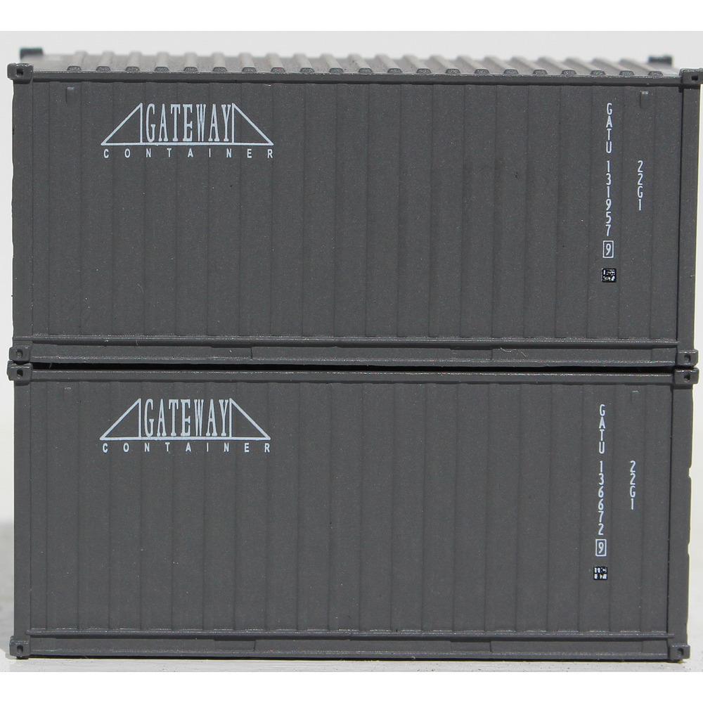 Jacksonville Terminal HTNB330299  JTC205321 20 ft. N Scale Gateway Standard Height Container with Corrugated Side and Magnetic System- Pack of 2