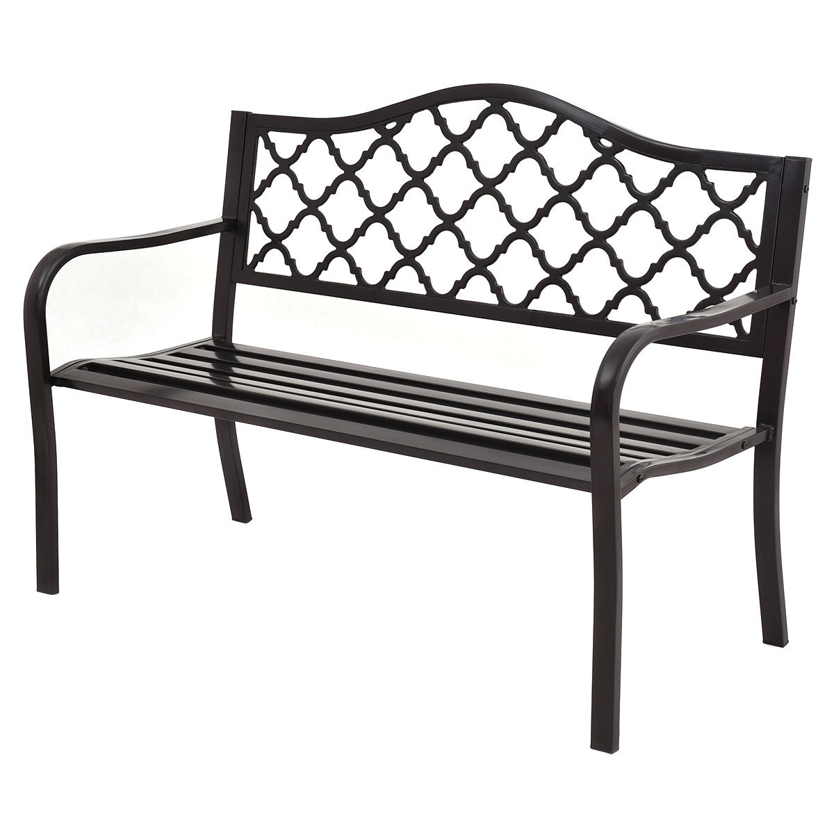 WELLFOR 50-in W x 35-in H Black Steel Garden Bench at Lowes.com