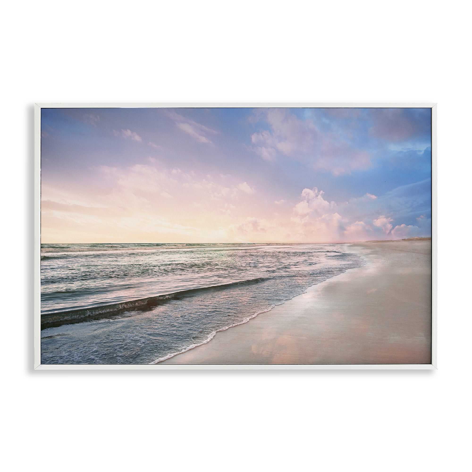 Stupell Industries BS-158-WFR-20X30 Receding Beach Shore White Framed Giclee Art By Natalie Carpentieri 30 x 20