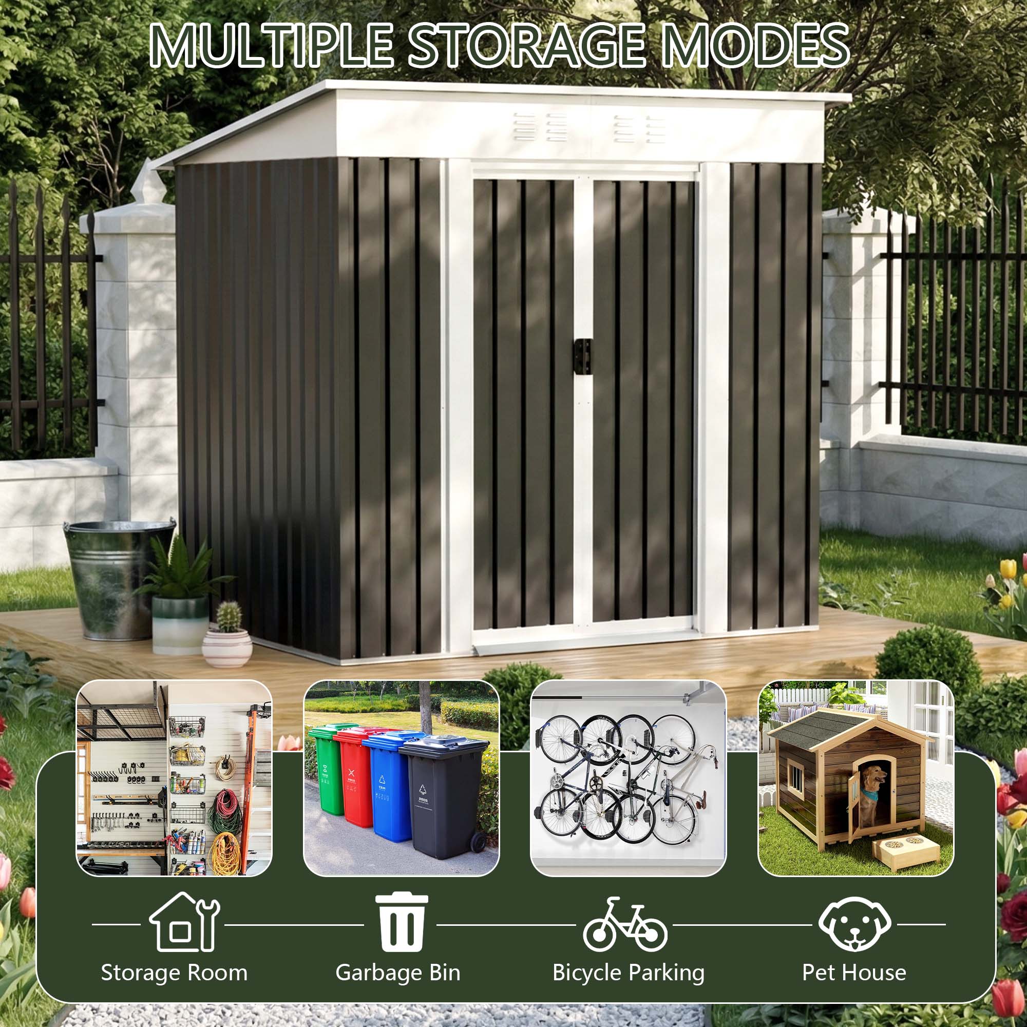 Clihome CL-WC5478WH Metal-Storage-Buildings-Sheds - View #5