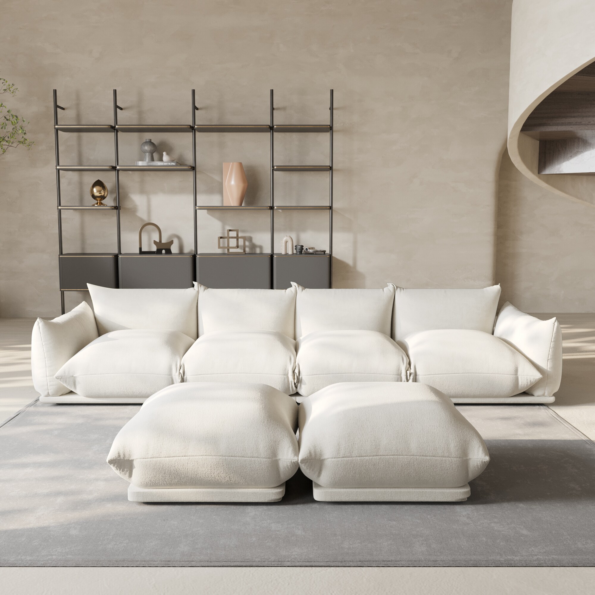 BuotiqHom DH-A-119BE-S4+2 131-in Modern Beige Chenille 6+ -seater Sectional
