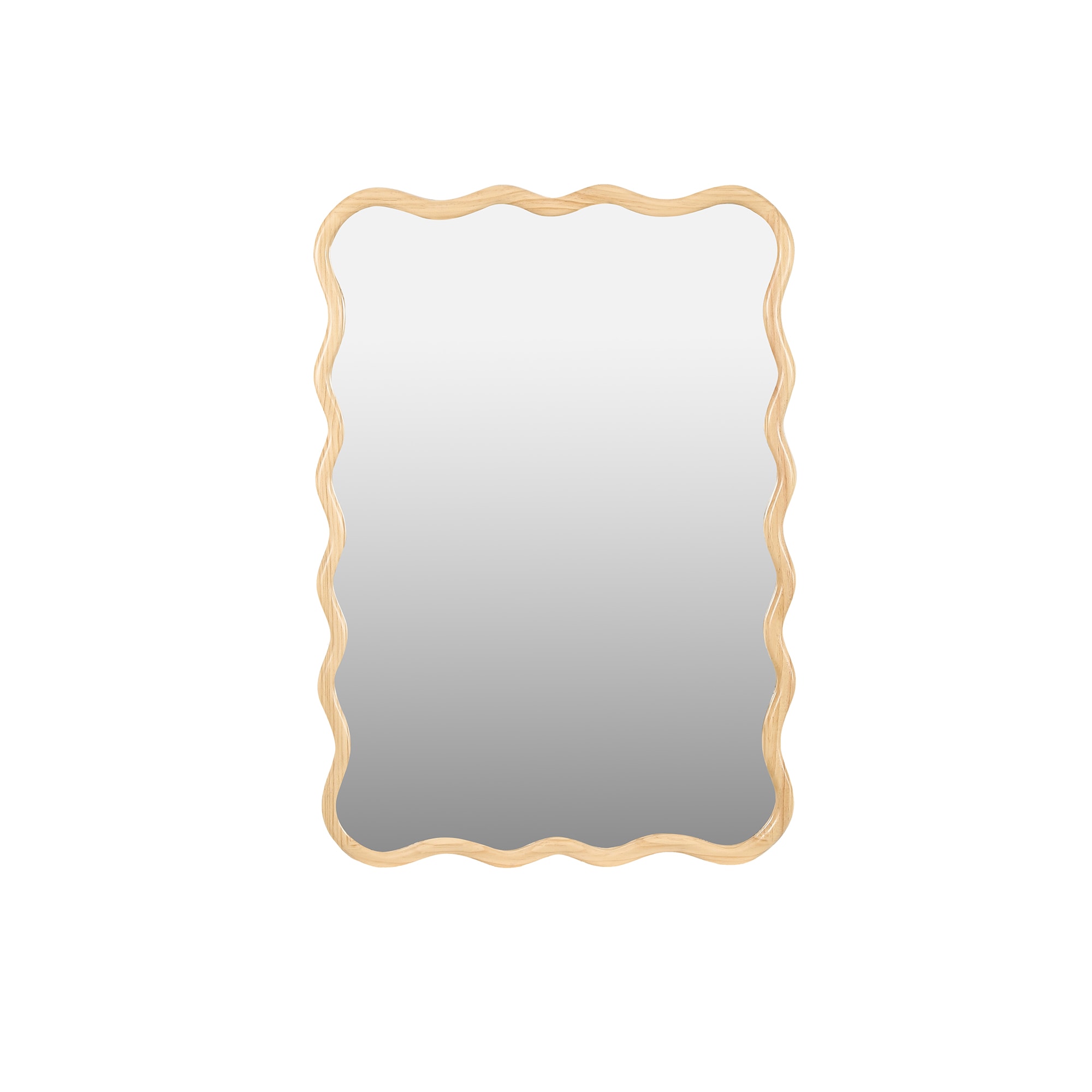 SINOFURN SYD240002GD 28-Inches W x 39.8-Inches H Irregular Natural Wood Framed Wall Mirror