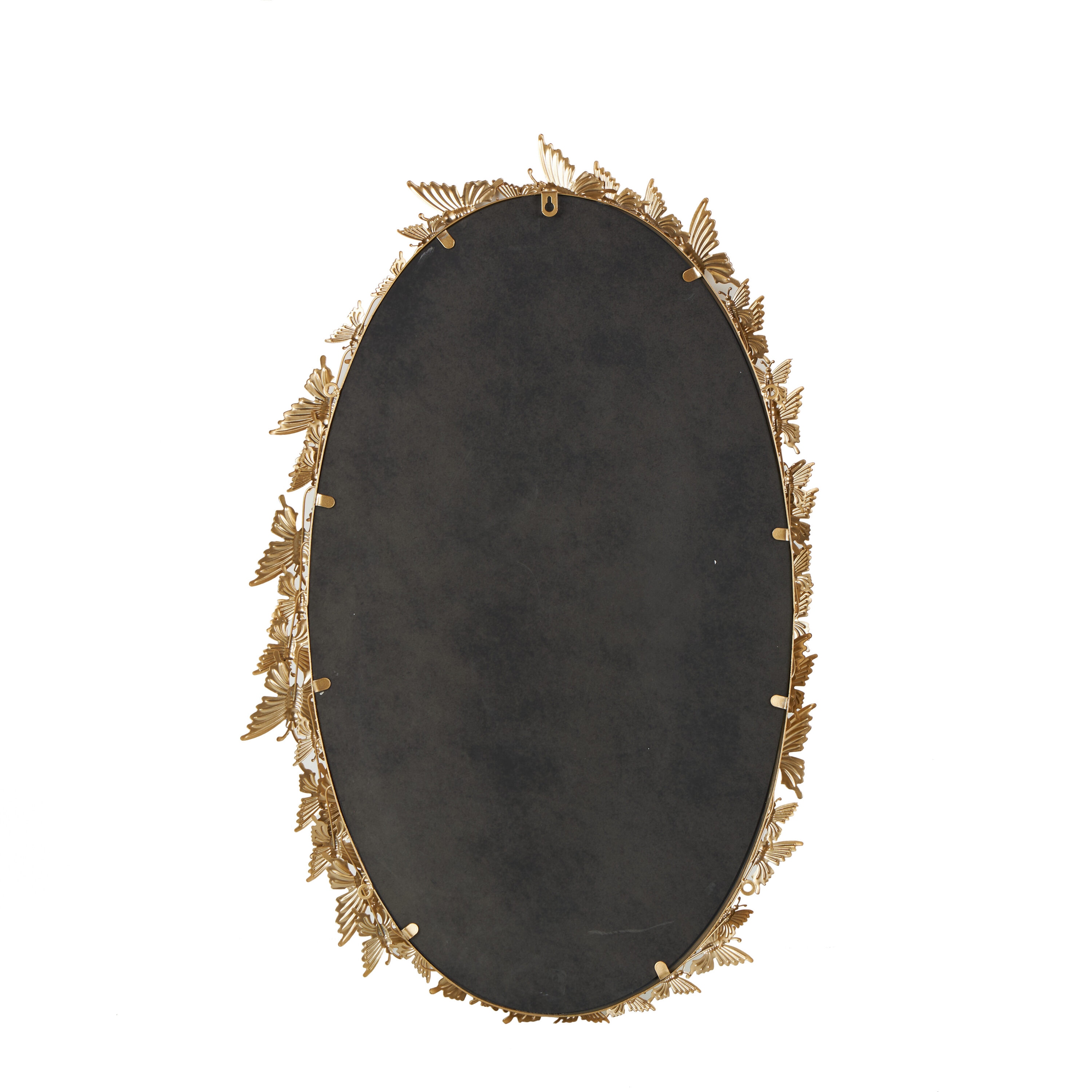 Gold Oval Wood Butterfly Wall Mirror, 19" x 33"