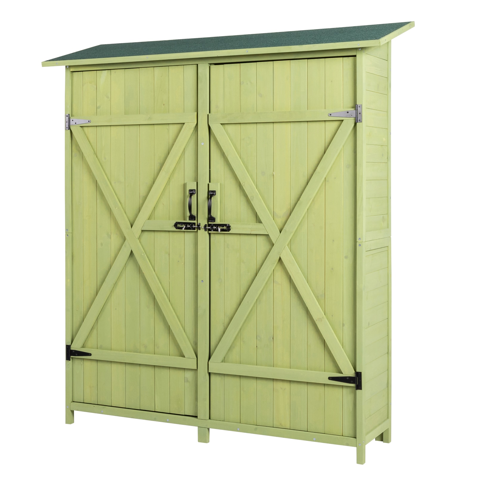 Outopee LO1G55000211+212 Wood Storage Shed Lean-to Style Wood Outdoor Storage Shed with 2 Doors