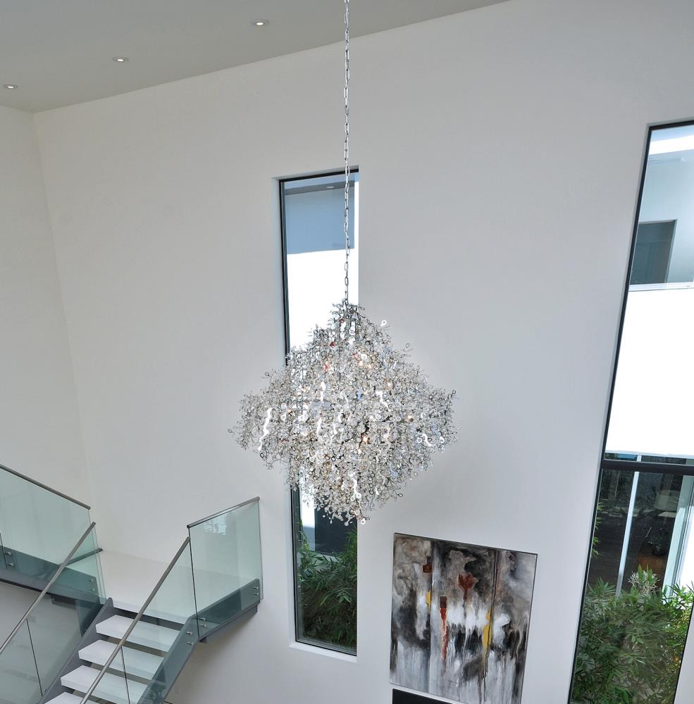 Comet 13-Light Polished Chrome Pendant with Beveled Crystal