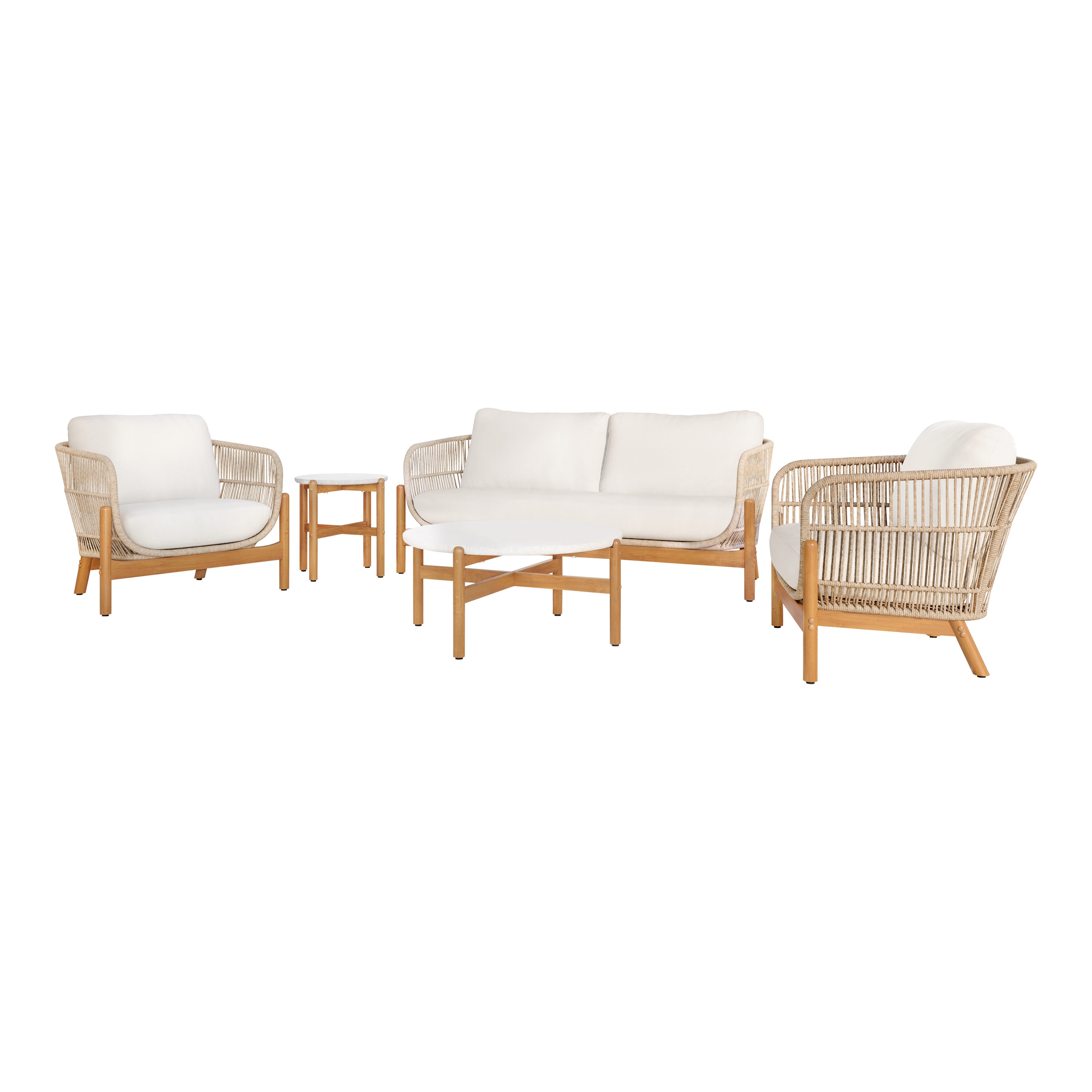 MANHATTAN SQUARE 60-823-5P Solstice 5-Piece Patio Conversation Set with Beige Cushions