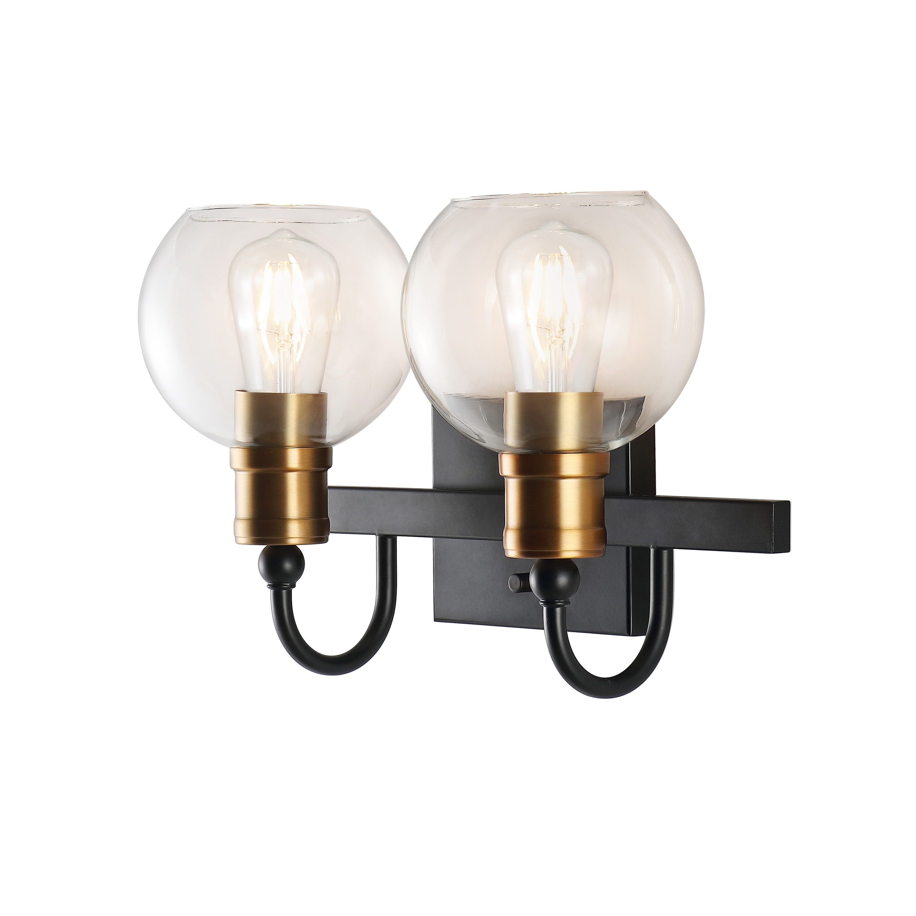 Marais 14.5" Black and Brass Iron Bathroom Vanity Light