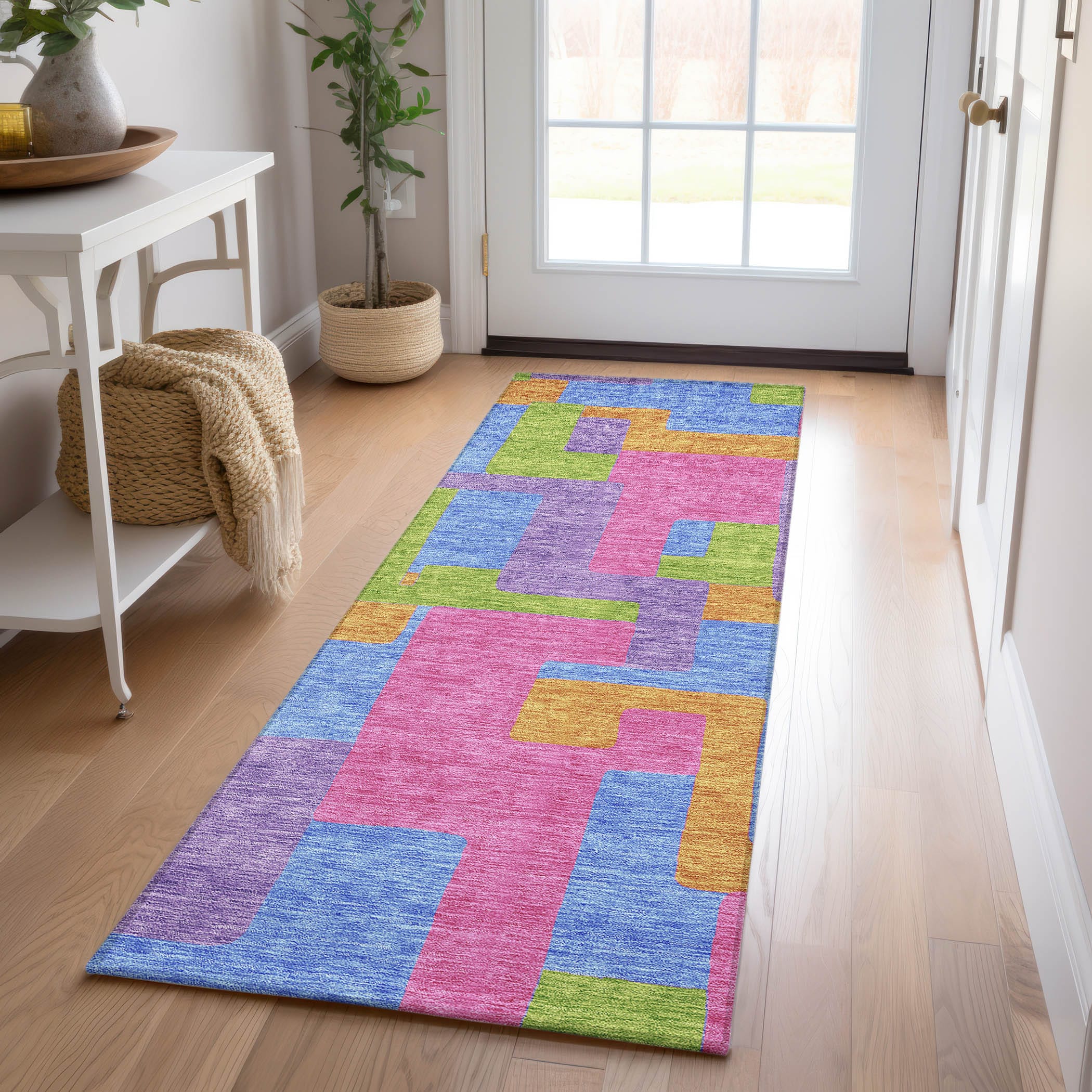 Addison Rugs ACN740PP2X8 Chantille ACN740PP 2 x 7 (ft) Polyester Purple Rectangular Indoor/Outdoor Geometric Machine washable Area rug