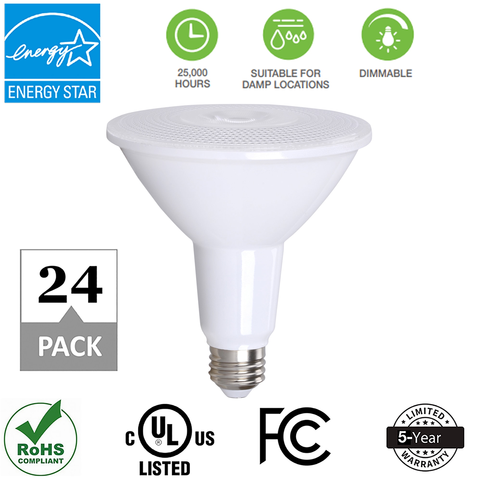 2-Pack EcoSmart 120W Equivalent Bright White PAR38 Dimmable LED Flood Light Bulb 