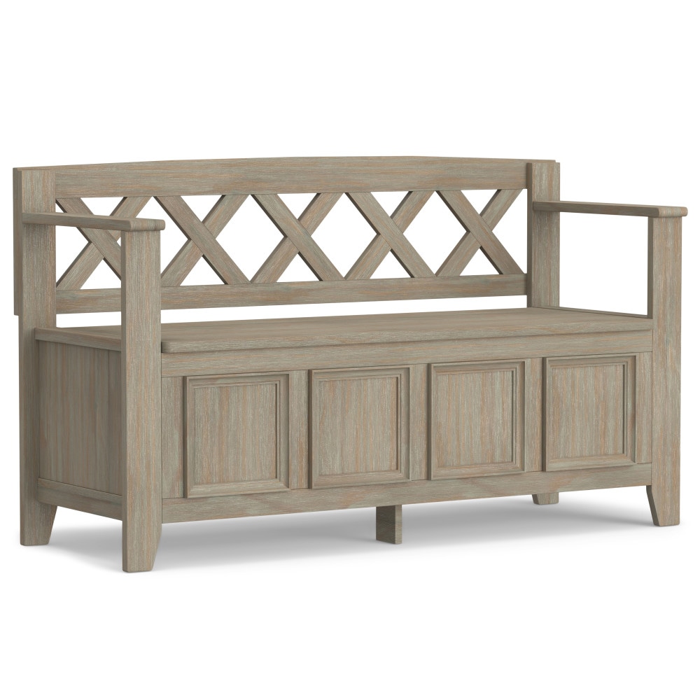 Simpli Home AXCAMH13-GR Amherst Modern Distressed Grey Storage Bench with Storage 48-in x 17-in x 28-in