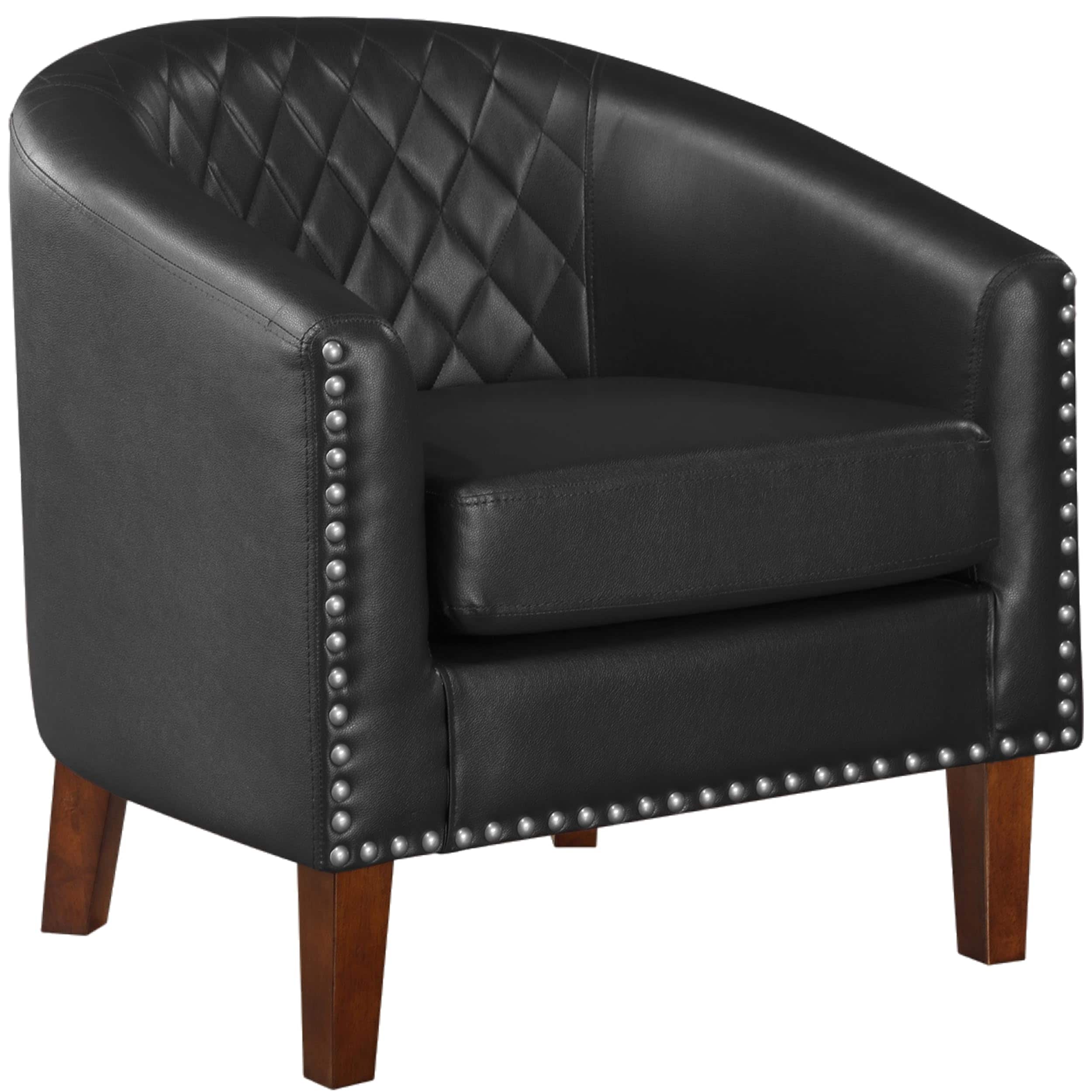 LTMATE LS47281506 28.7-in W Modern Black Barrel Armchair