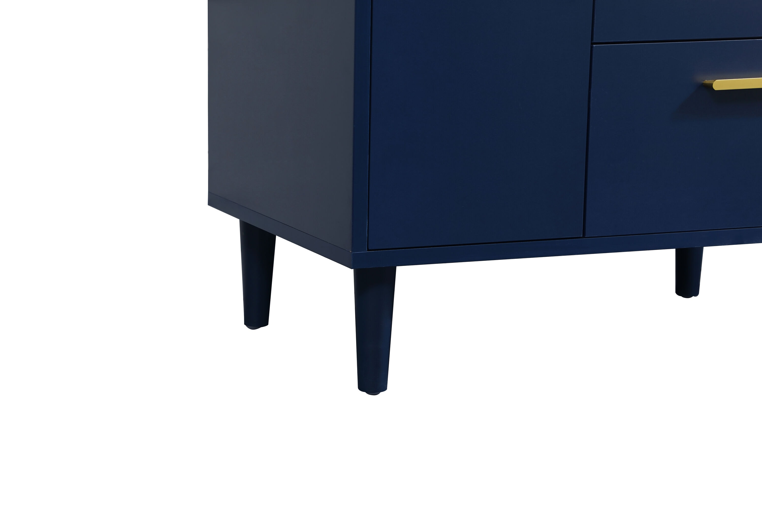 Blue Solid Wood and MDF Bathroom Vanity with Gold Accents