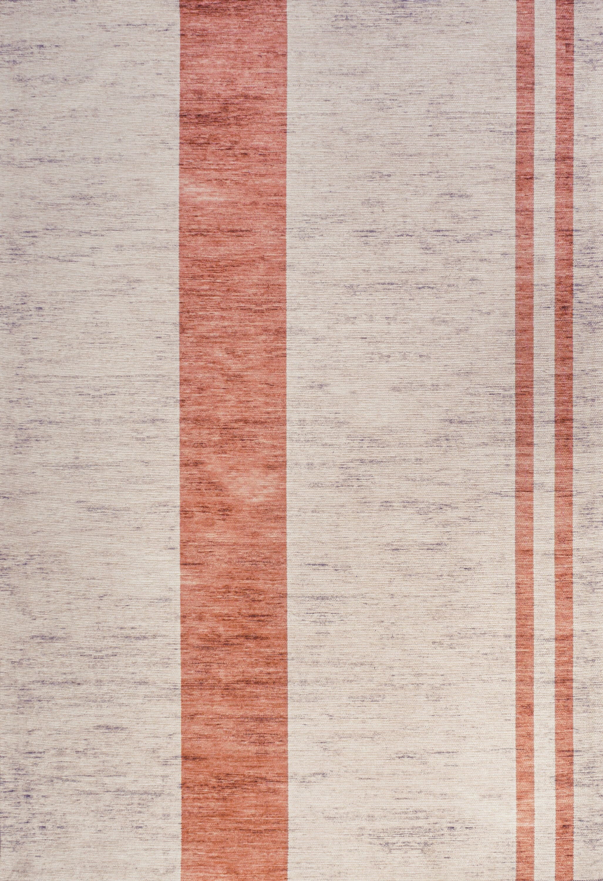 Ivory Stripe Easy-Care Synthetic 4' x 6' Area Rug