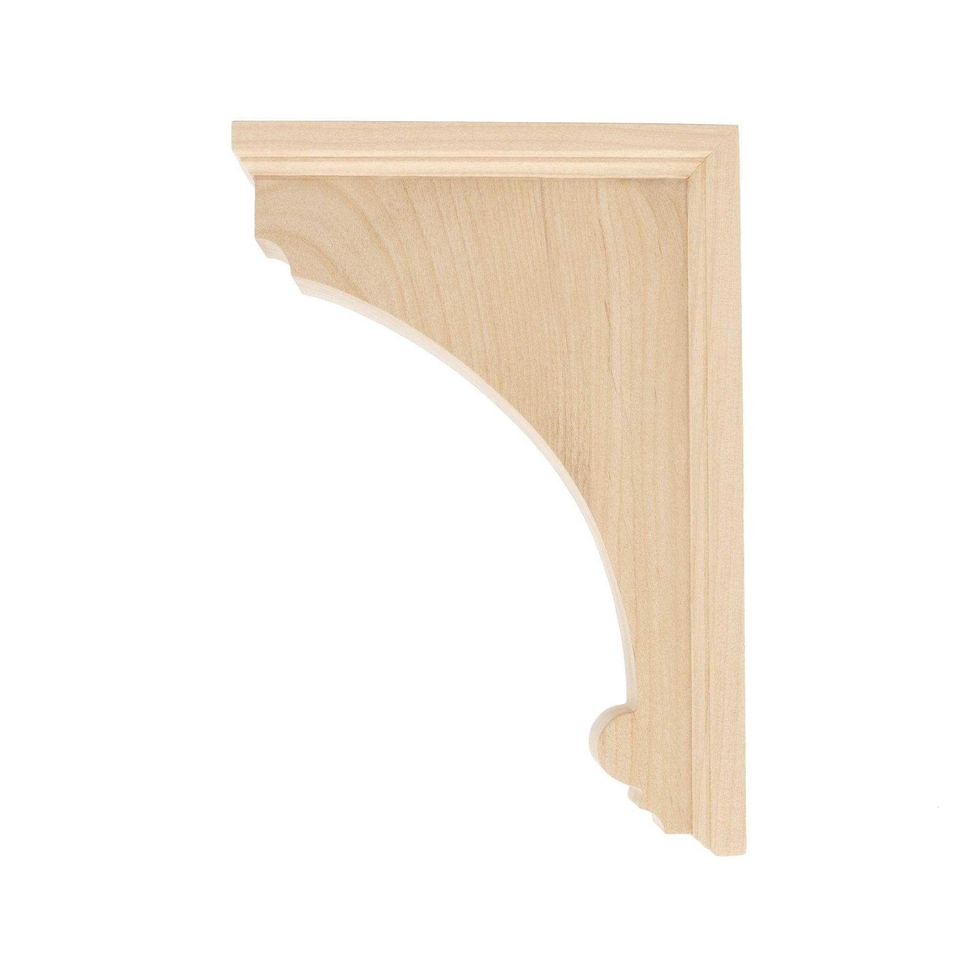 10" Unfinished Alder Traditional Plain Wood Corbel Bracket