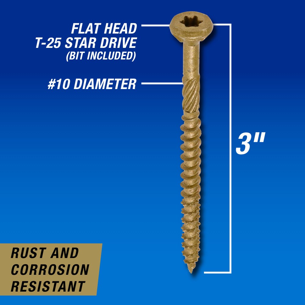 Power Pro #10 x 3-in Epoxy Exterior Wood Screws (70-Per Box)