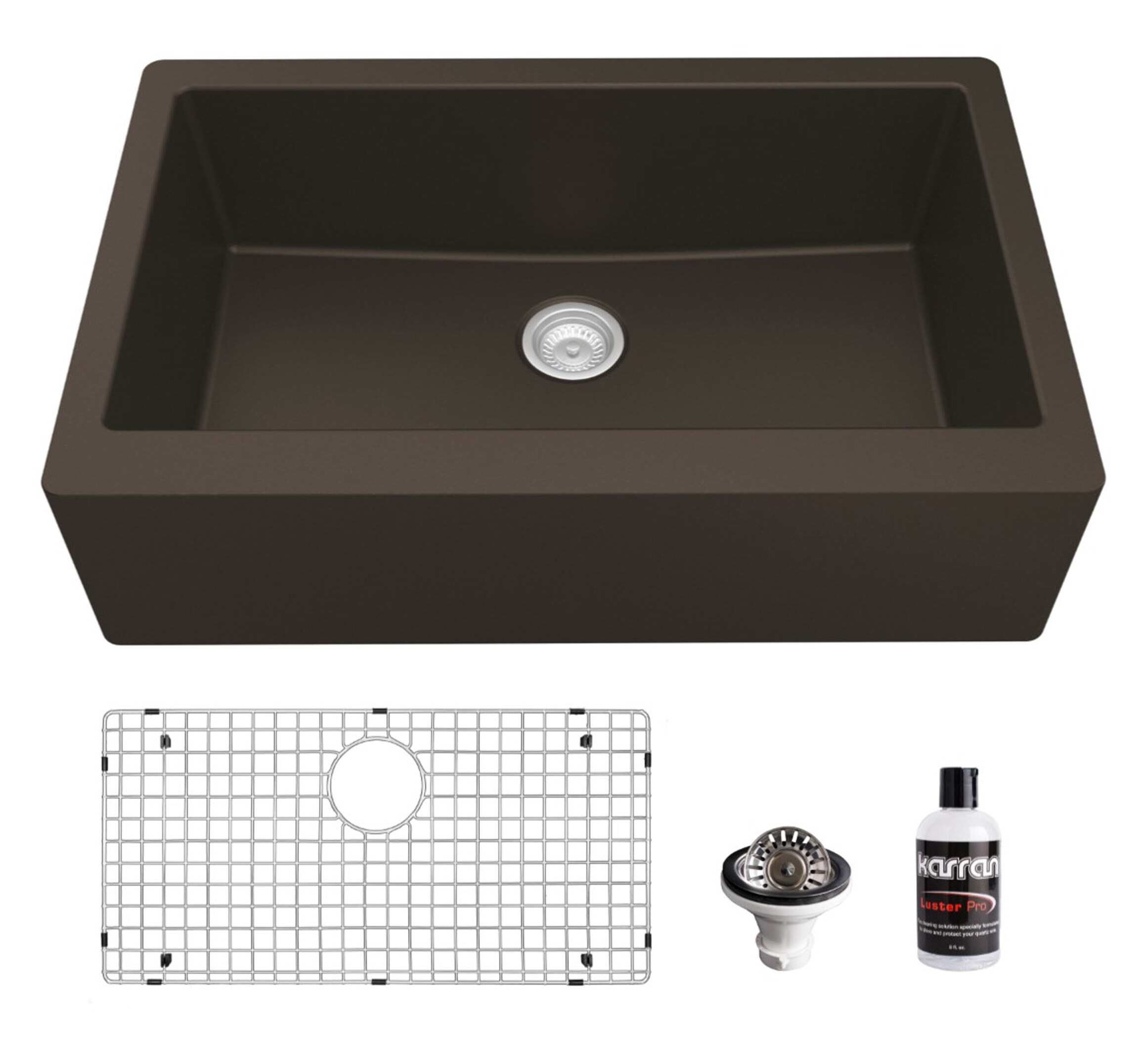 Karran QA-740-BR-PK1 Farmhouse apron front 34-in x 21.25-in Quartz Single bowl Kitchen Sink