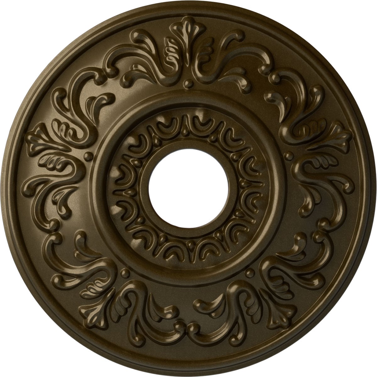 Ekena Millwork CM18VLBRS Valletta 18-in W x 18-in L Painted Brass Polyurethane Whole Ceiling Medallion