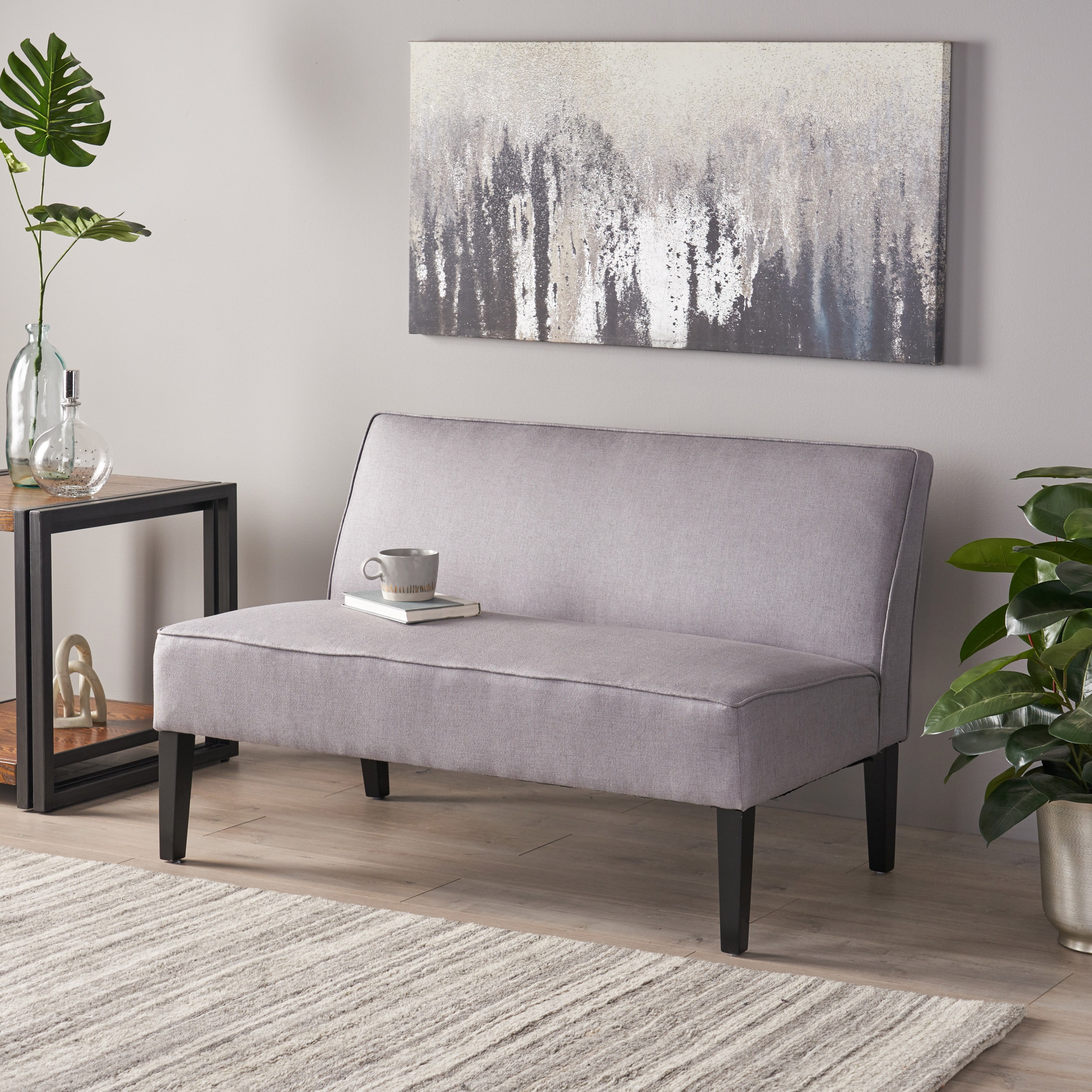 Best Selling Home Decor - Deon 50.00-in W Modern Light gray and matte black 2-seater Loveseat