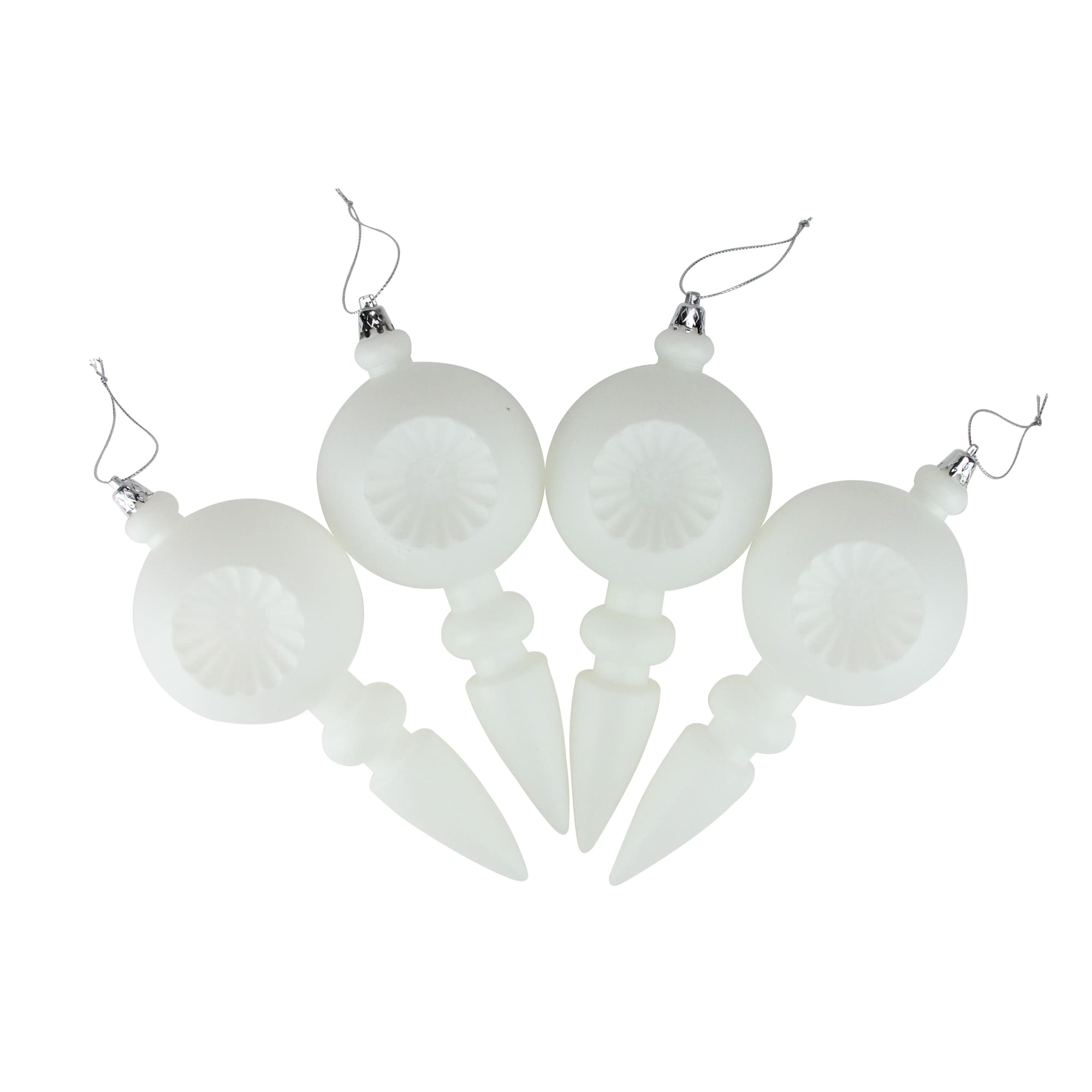 Northlight 30870054 4 -Pack White Standard Indoor Ornament set Shatterproof