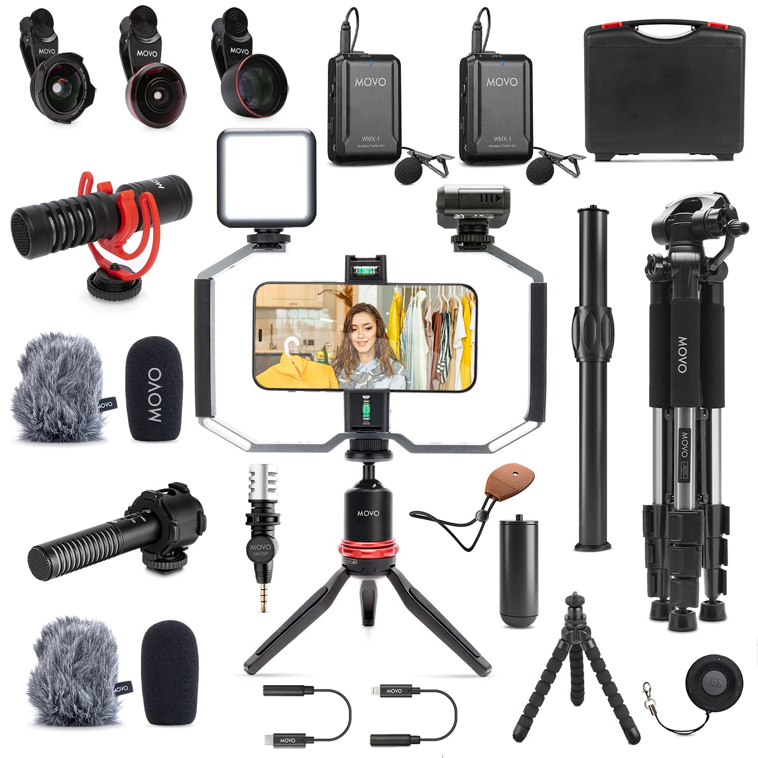 Movo  iVlog5 Directors Vlogging Kit with Various Microphones Lights and Accessories