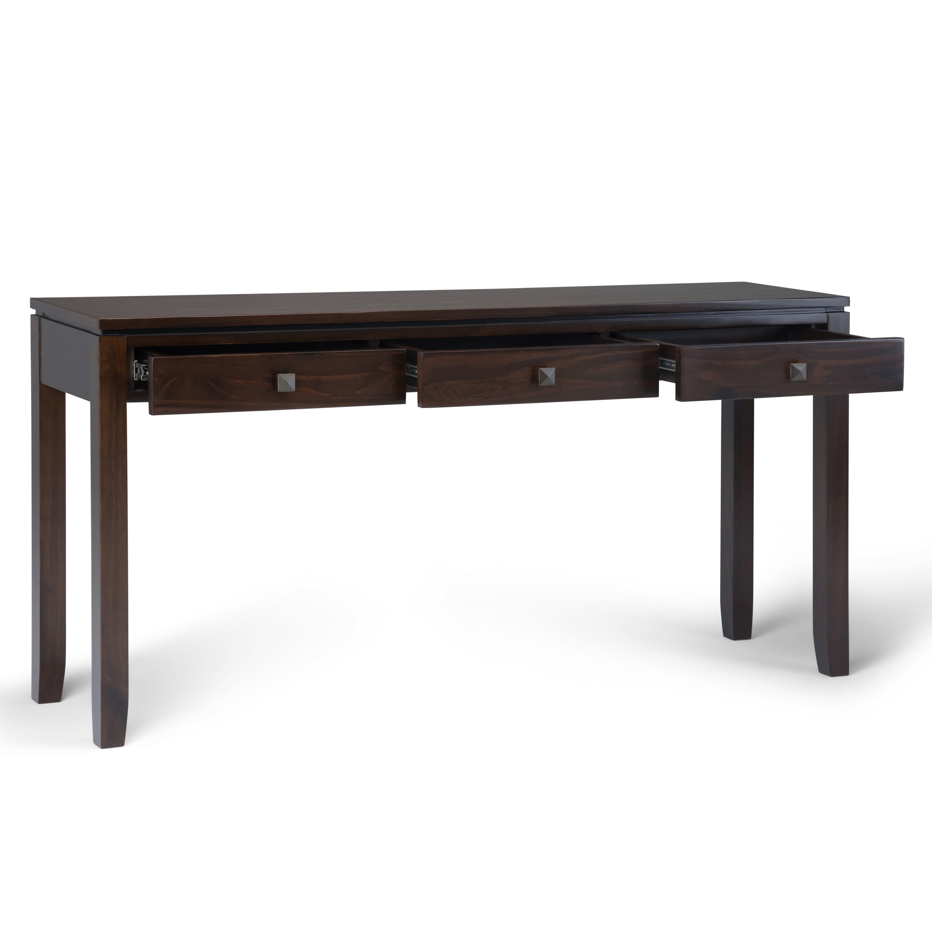 Mahogany Brown Solid Wood Console Table with Storage