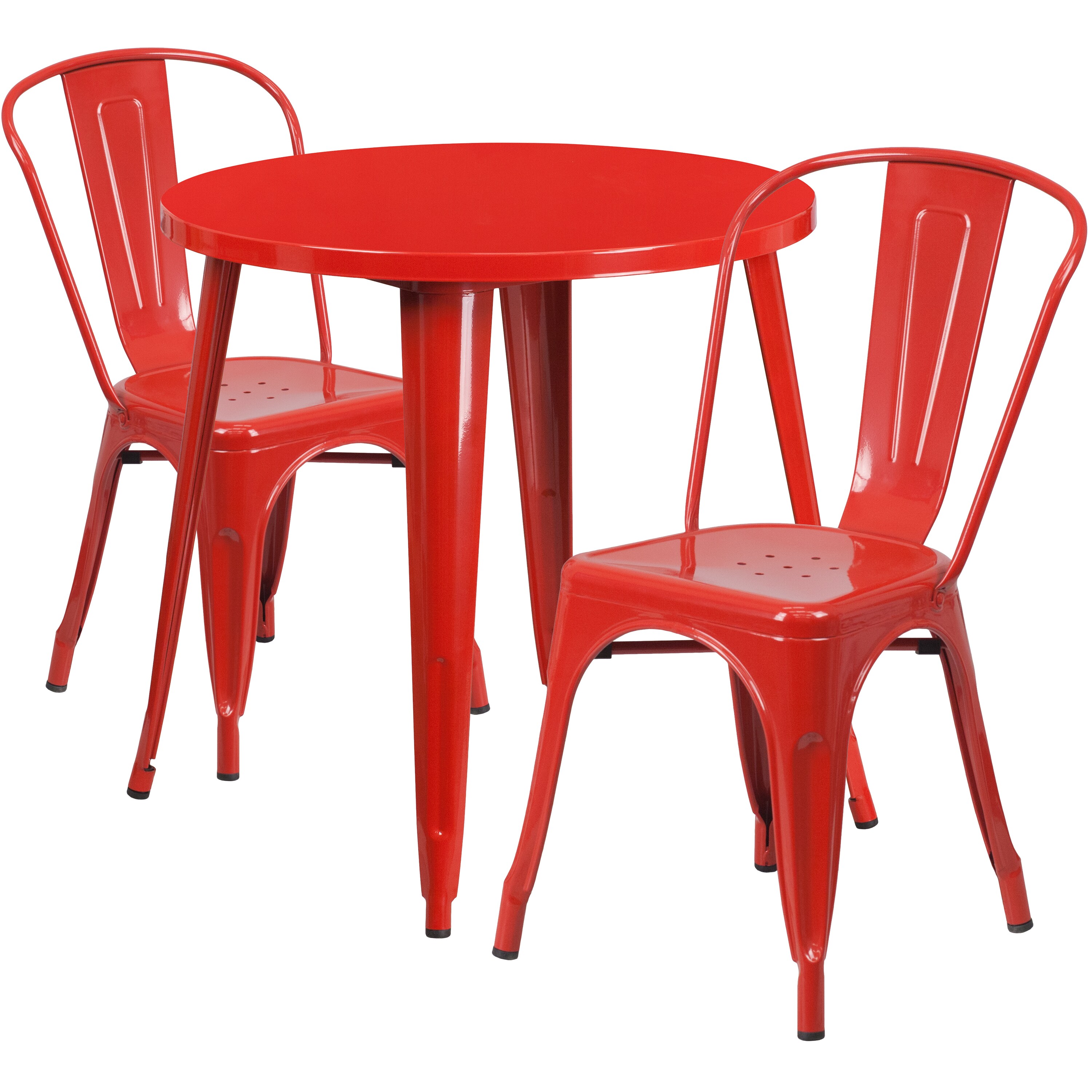 Flash Furniture 889142081944 Red Contemporary/Modern Dining Room Set with Round Table (Seats 2)