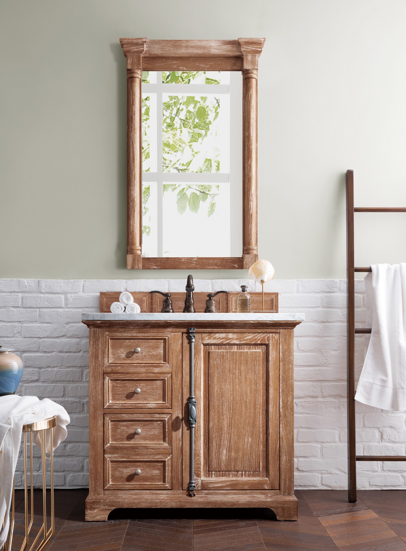 Providence 36" Light Wood Single Bathroom Vanity with Backsplash
