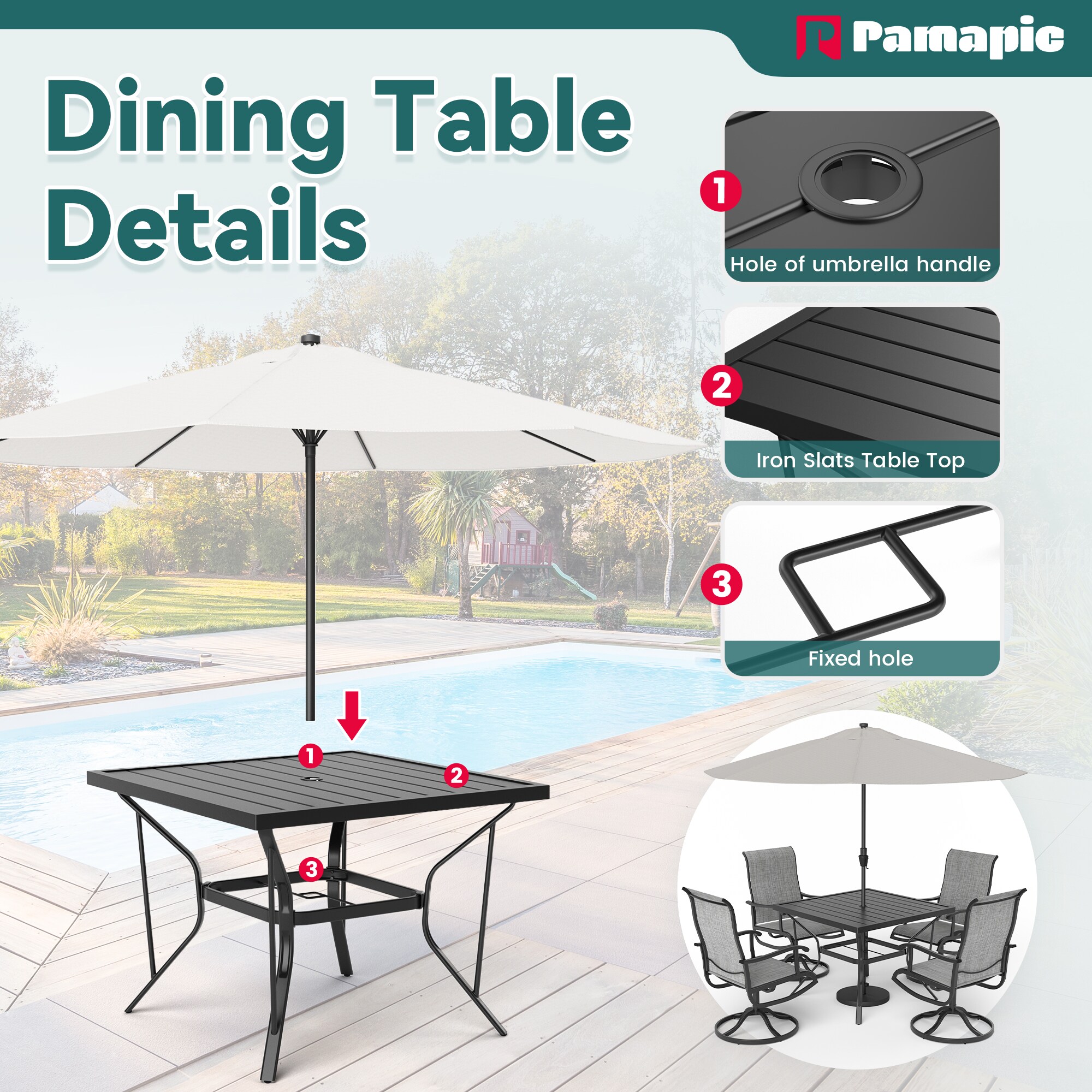 PamaPic TS-CZ-ZY-5JT-G-WL1 Patio-Dining-Sets - View #6