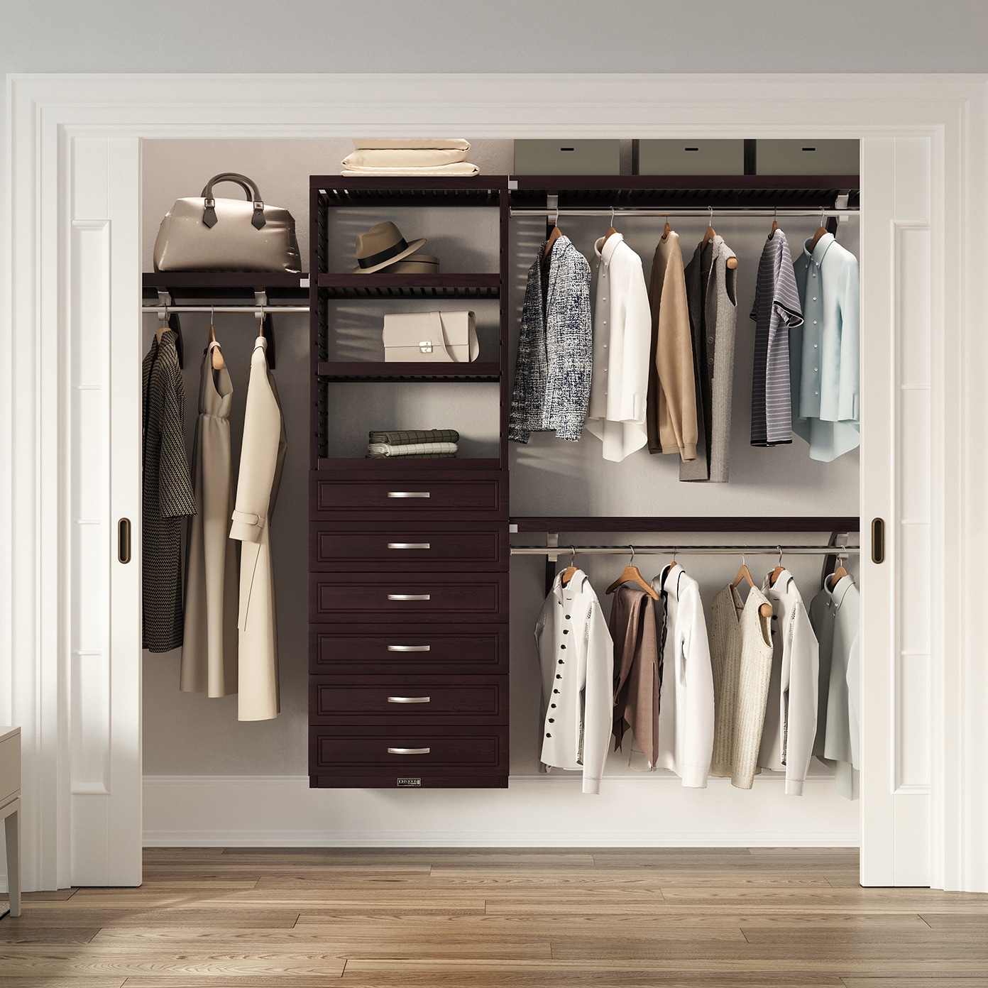 John Louis Home JLH-350WC-E 4-Feet to 10-Feet W x 7-Feet H Espresso Ventilated Shelving Wood Closet System