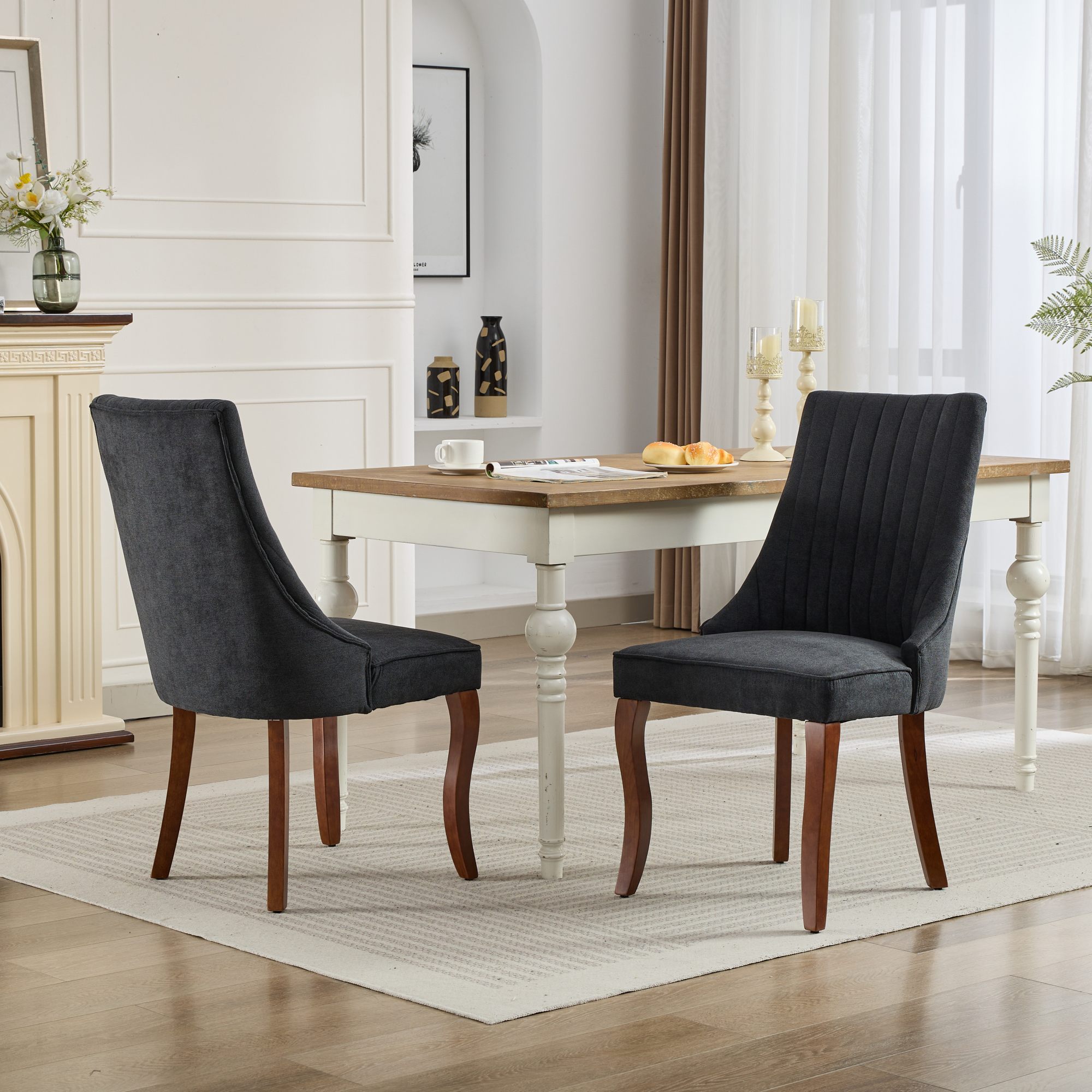 Clihome - 2 Pieces Dining Chairs 2 -Pack 19.7-in W Modern 2 Pieces Black Accent Chair