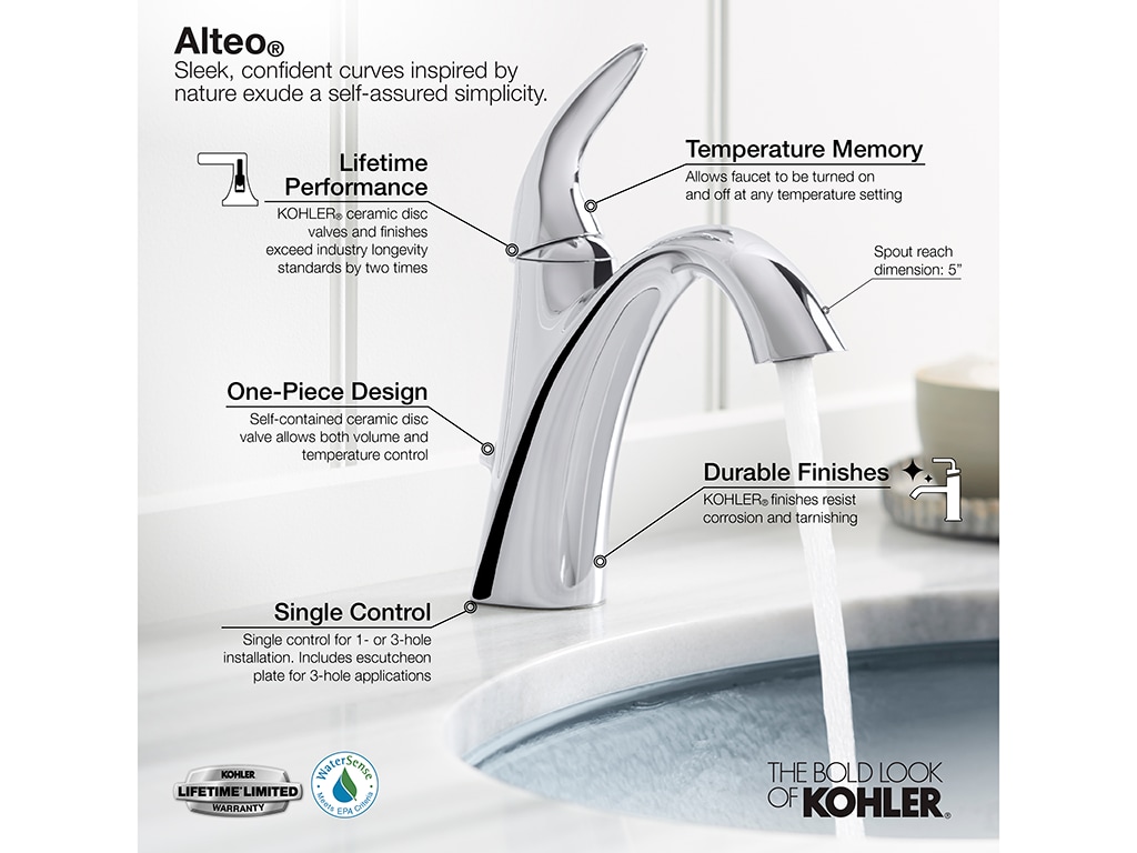 KOHLER Alteo Polished Chrome Single Hole 1-handle WaterSense