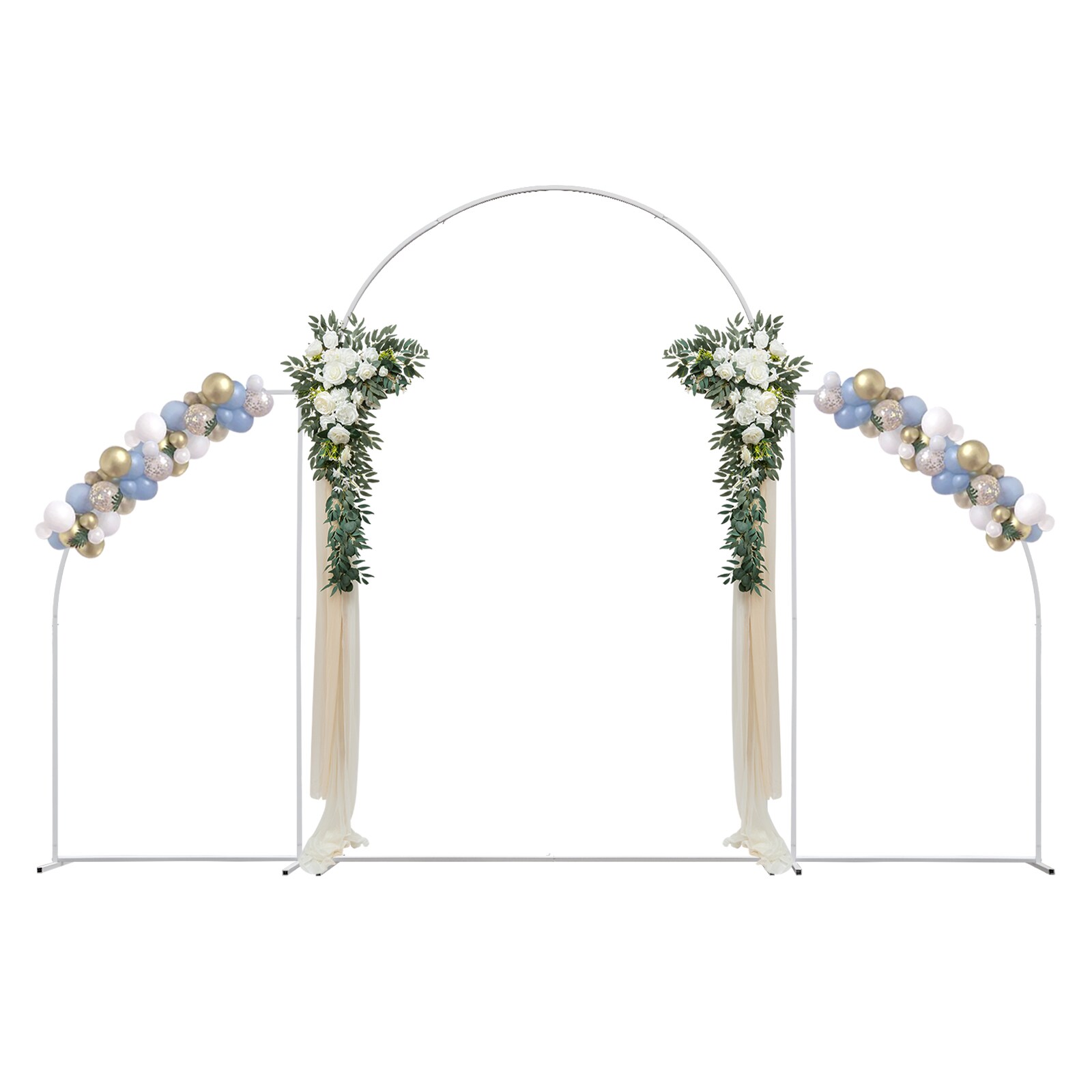 CNCEST YLJHKTF6WDZJ8 9.84-ft W x 7.22-ft H Arched 3 PCS White Fan-shaped Arch Wedding Party Steel Garden Arbor