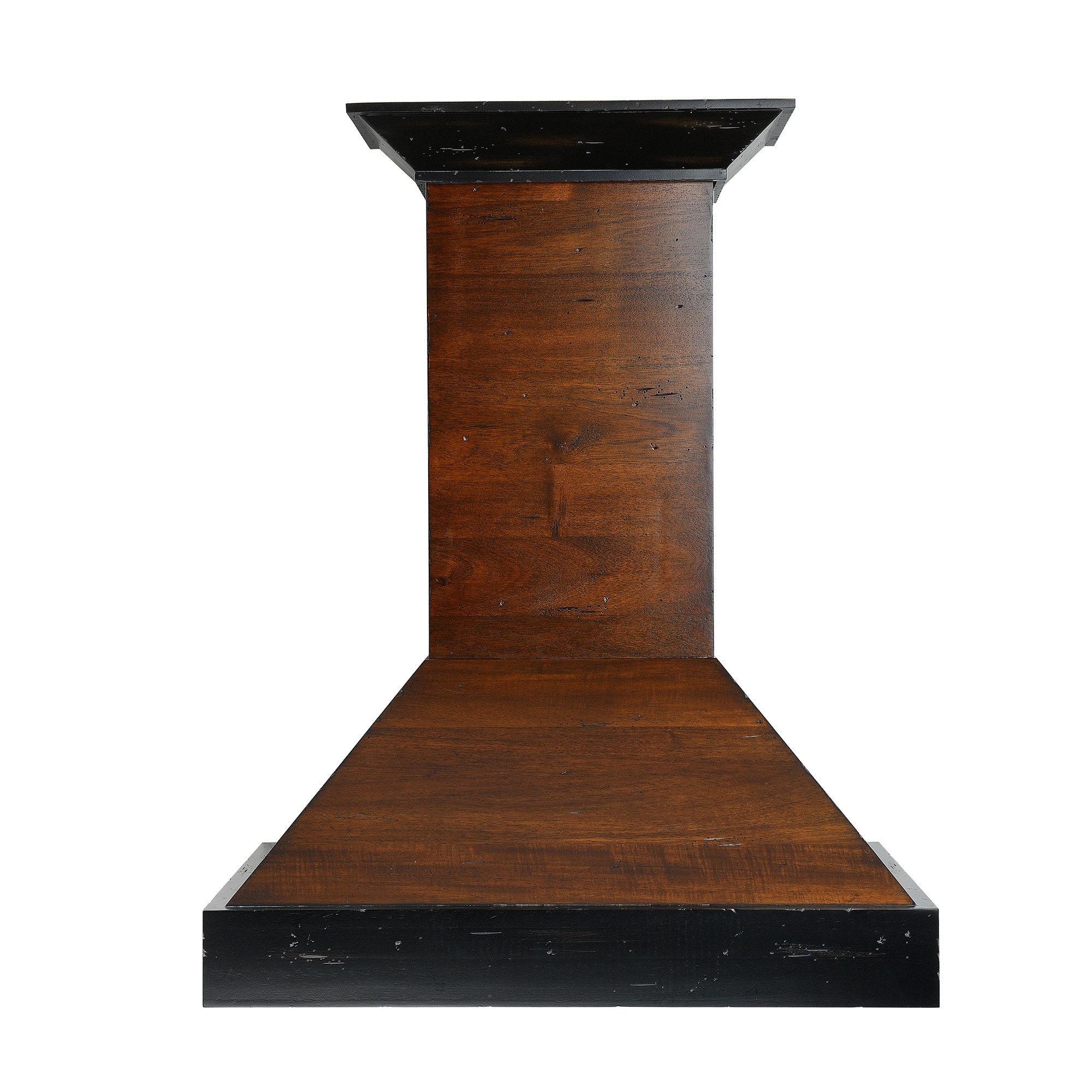 ZLINE KITCHEN & BATH KBAR-30 30 inch Convertible 400-CFM Recirculating Solid Wood Exterior with Stainless Steel Insert, Walnut-toned Body and Chimney, Antigua (Black) Front Band Wall-Mounted Range Hood