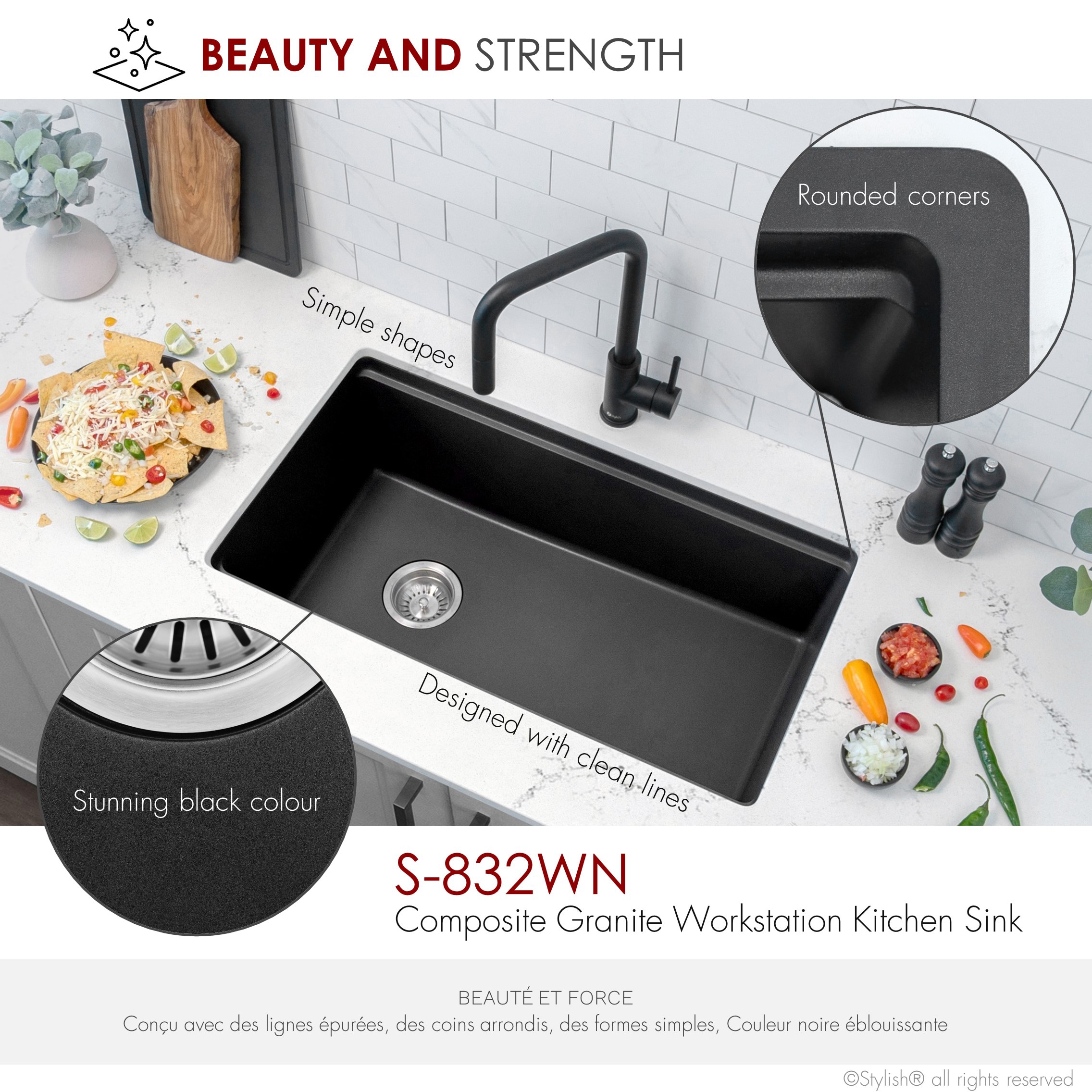 Stylish S-832WN1 Kitchen-Sinks - View #4