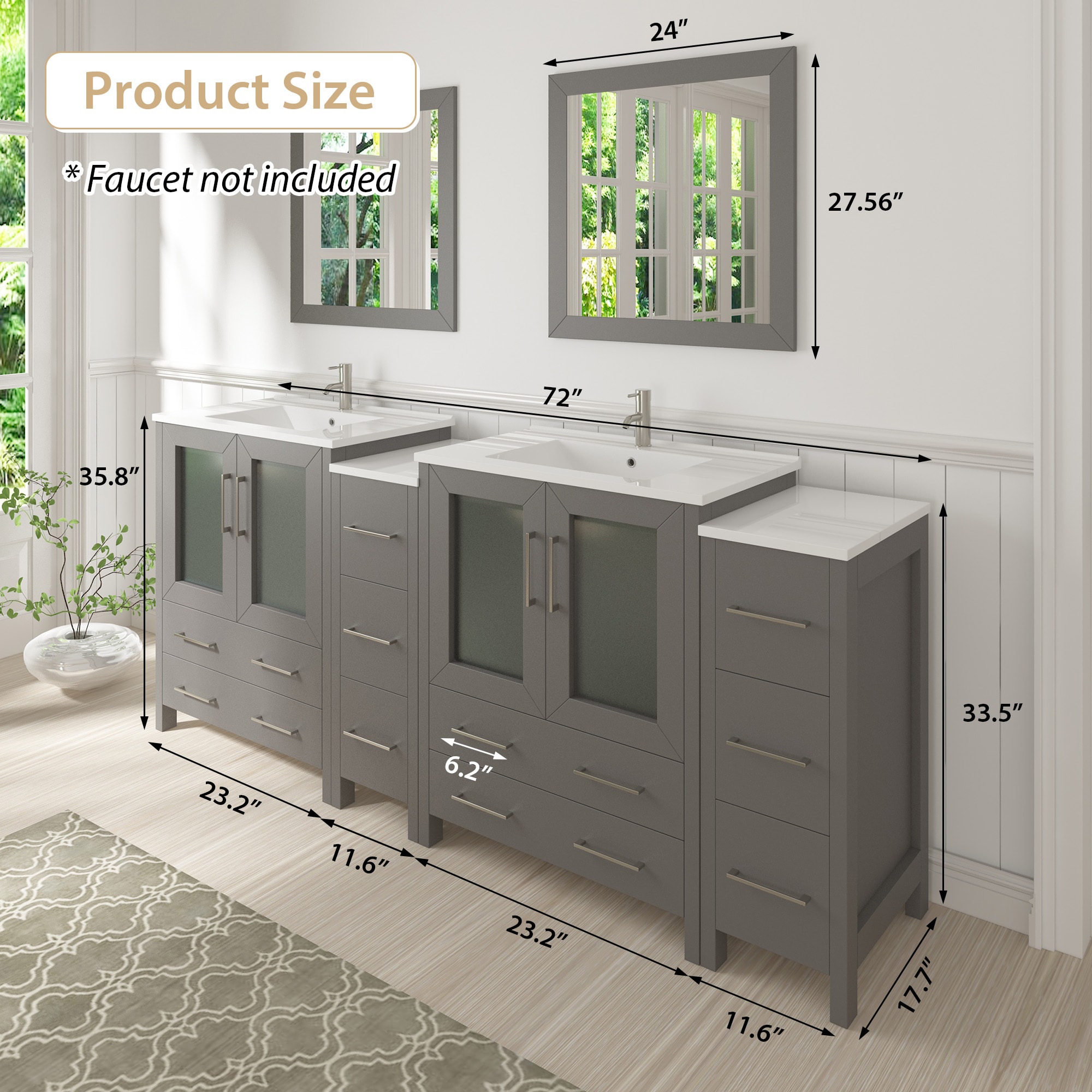 Vanity Art VA3024-72G Bath-Vanity-Combo - View #11