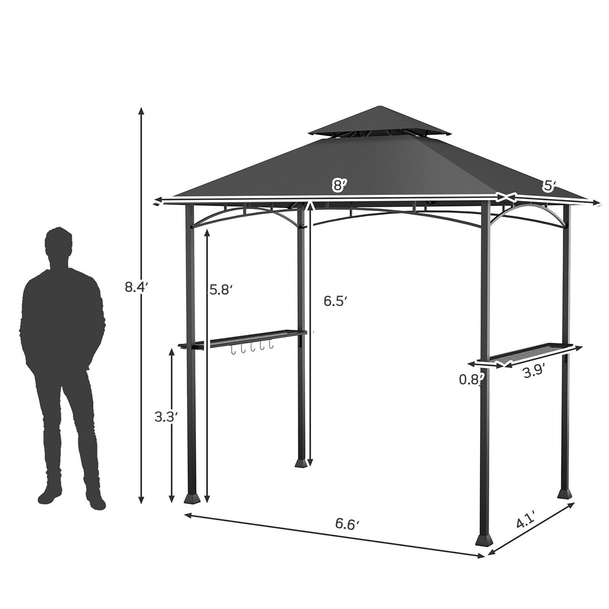 WELLFOR DOZ3672GR Wood-Resin-Gazebos - View #8