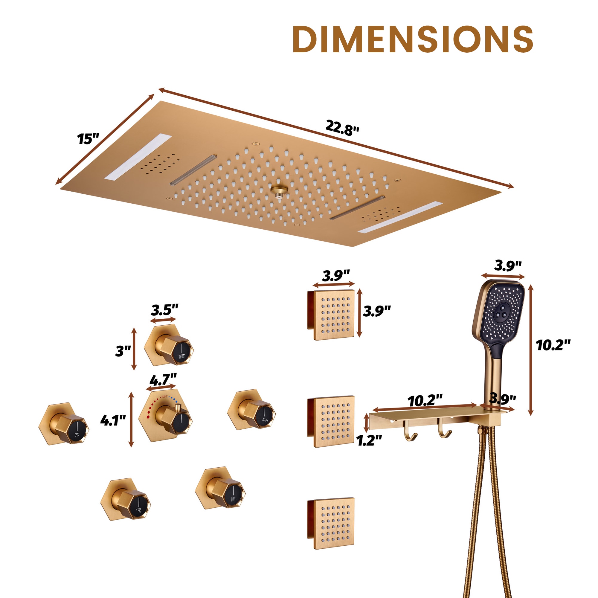 CASAINC KCHS0022-LEDBG Showerhead-Bar-Panels - View #10