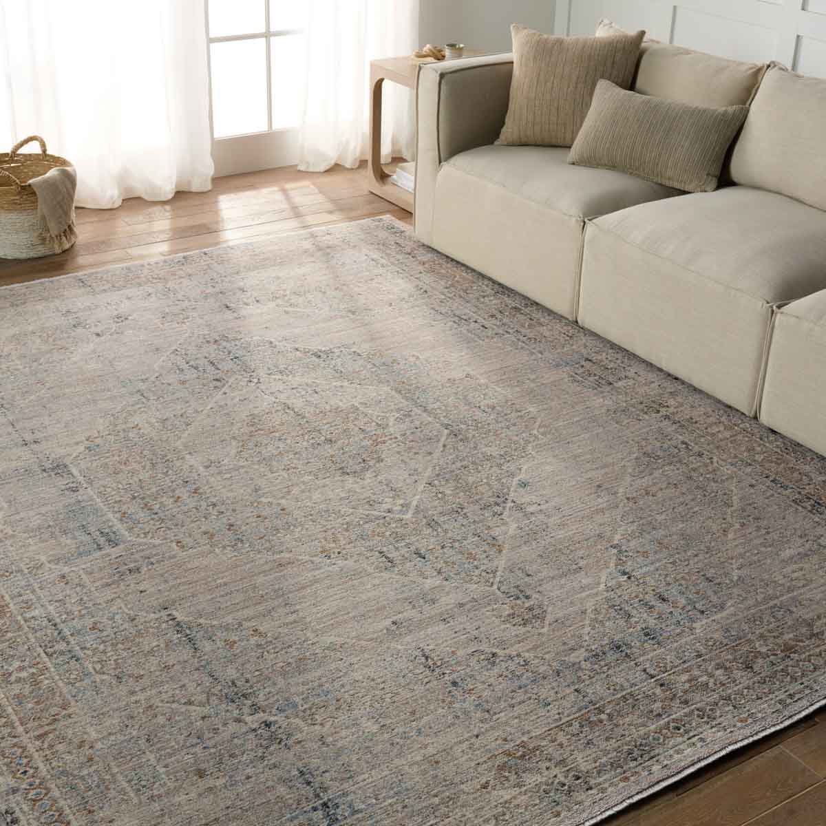 LR Home 9 X 12 Wool Silver/Taupe/Cream Indoor Abstract Area Rug in the Rugs  department at