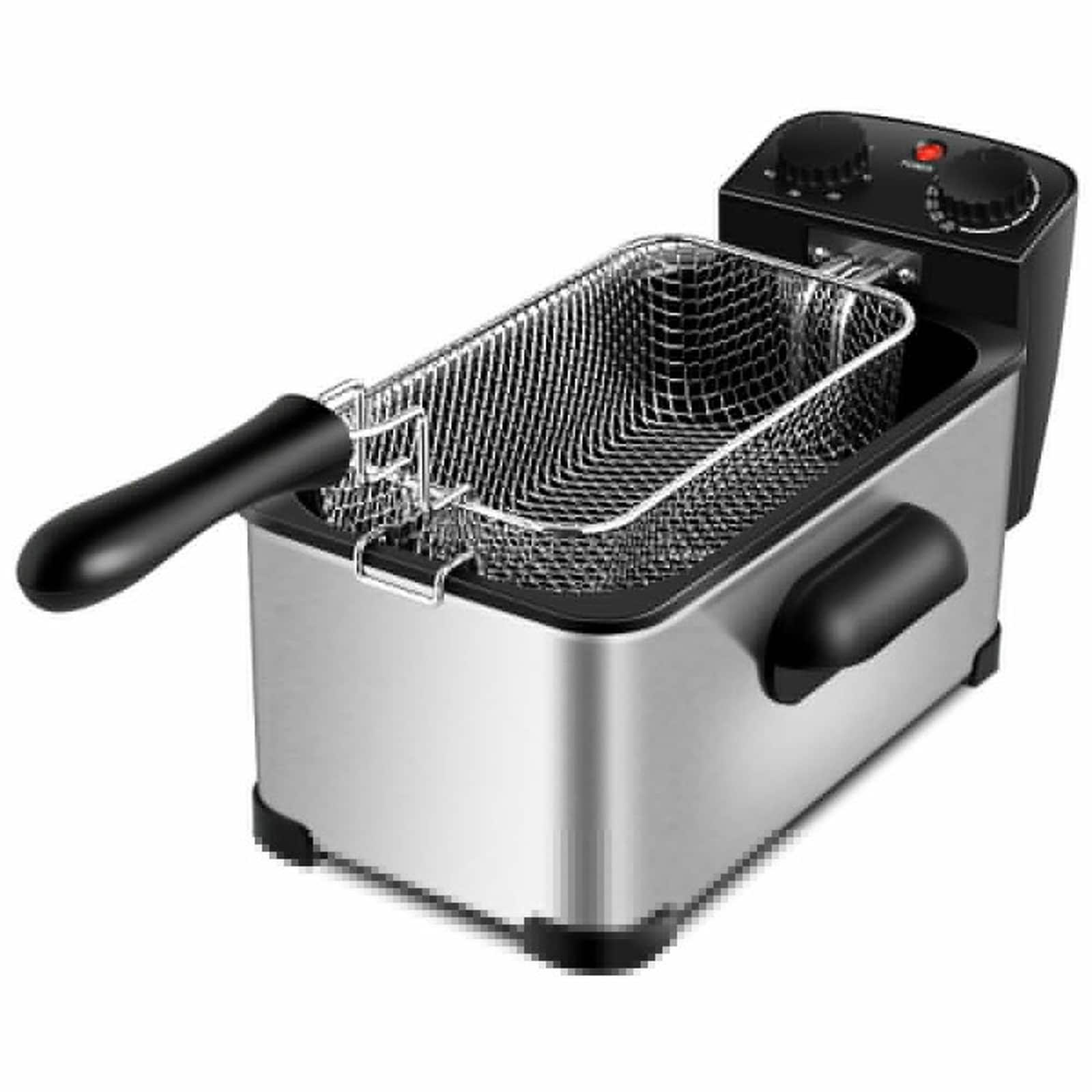 SUGIFT 3.2-qt Stainless Steel Electric Deep Fryer with 1700-W Heating Adjustable 302-374-F Temperature 60-Minute Timer View Window #LW038SUGHY680