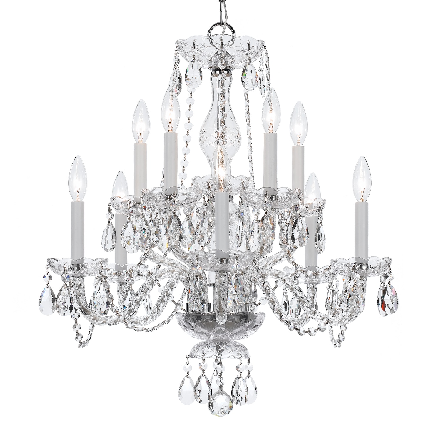 Polished Chrome Crystal 10-Light Candle Chandelier