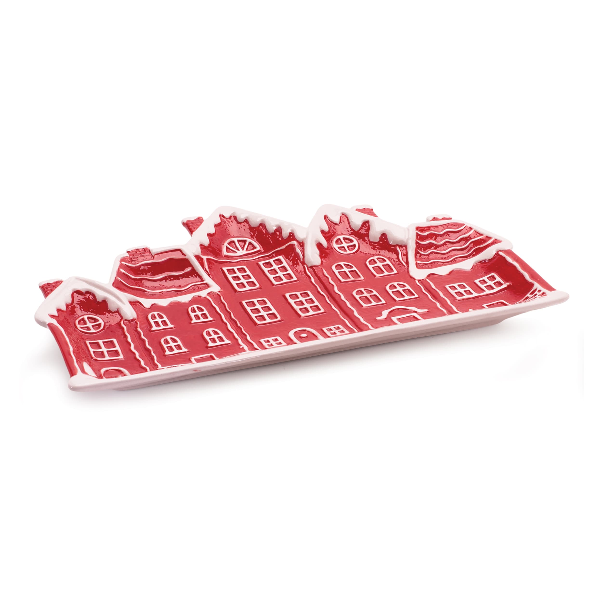 Melrose International Ceramic Snowy Village Plate (Set of 4)