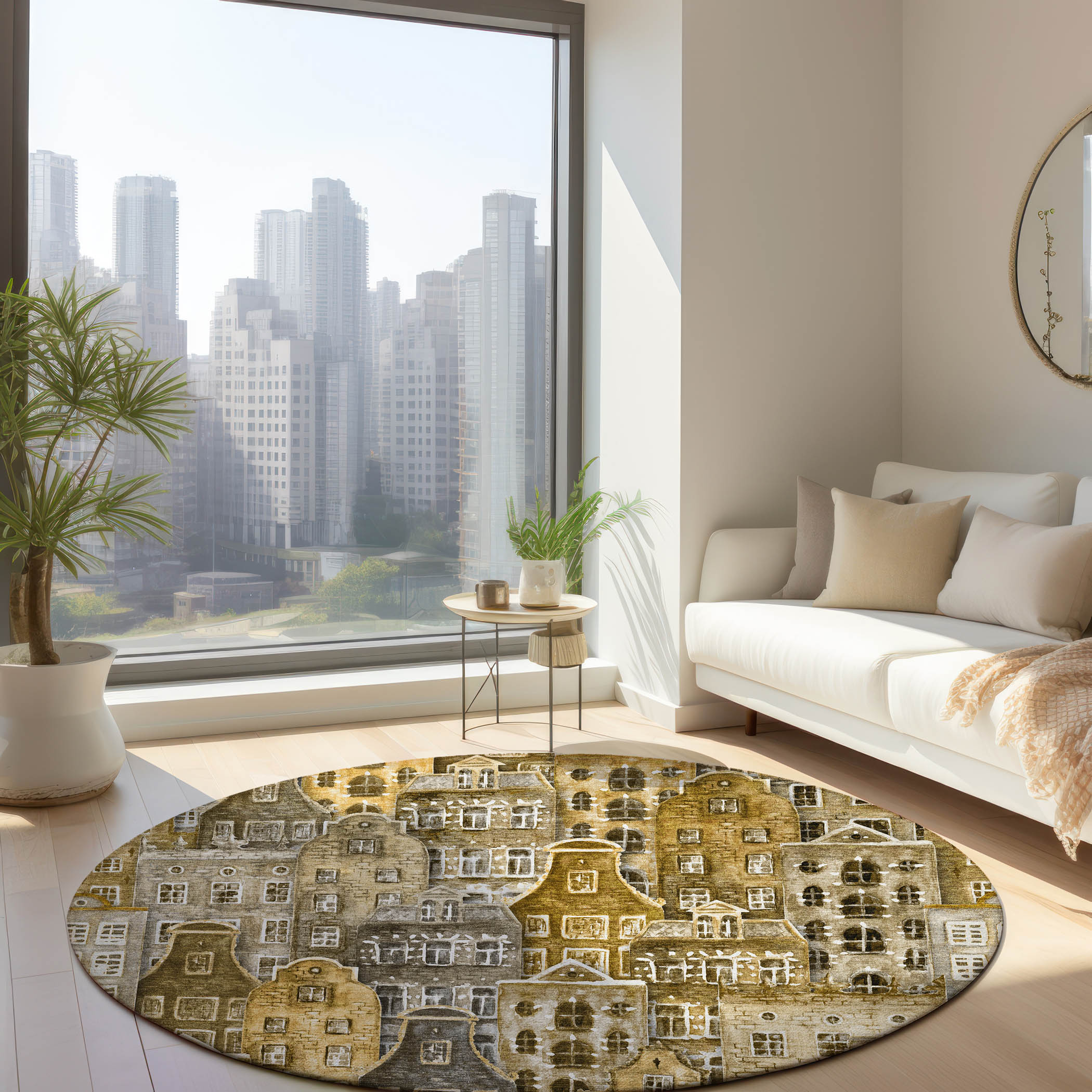 Addison Rugs ACN600BR8RO Chantille ACN600BR 8 x 8 (ft) Polyester Brown Round Indoor/Outdoor Abstract Machine washable Area rug