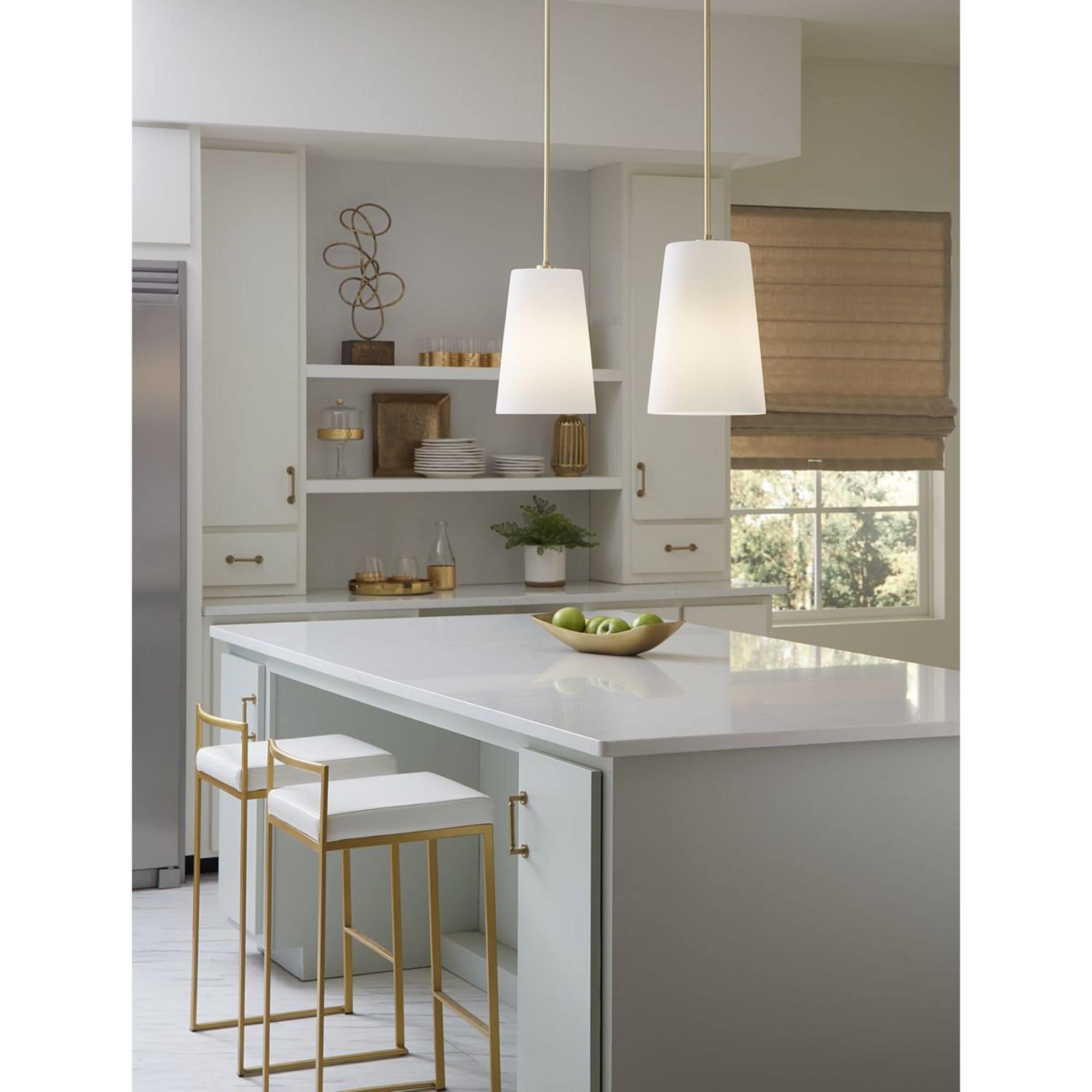 Clarion Satin Brass and Glass Pendant Light