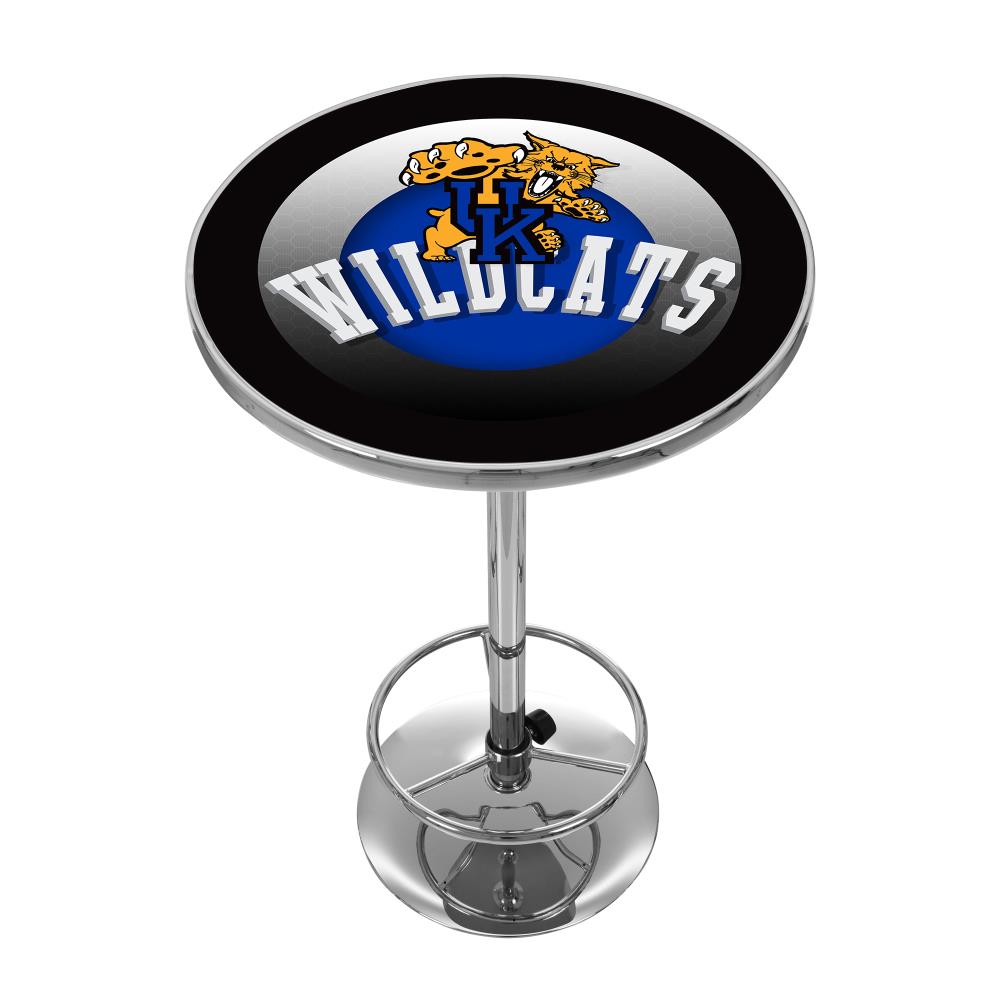 Trademark Gameroom KY2000-HC Kentucky Wildcats Pub Tables Chrome Round Traditional Bar Table, Composite with Metal Pedestal Base 27.375-in L x 42-in H