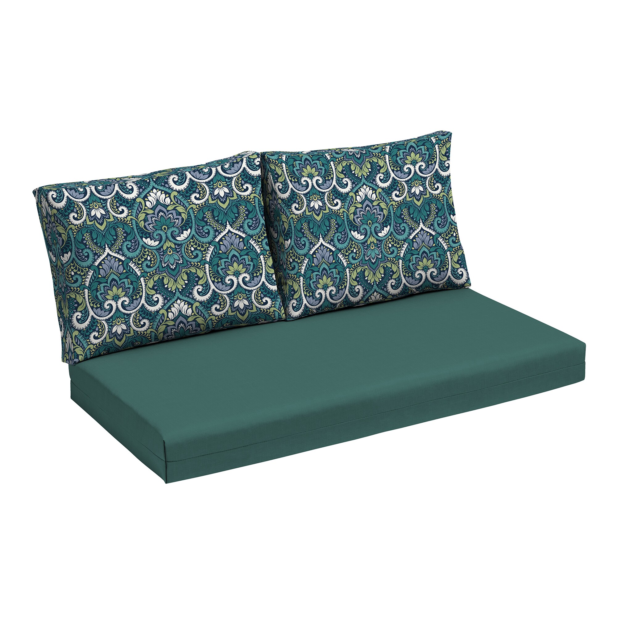 ARDEN 24-in x 48-in Sapphire Aurora Blue Damask Patio loveseat cushion
